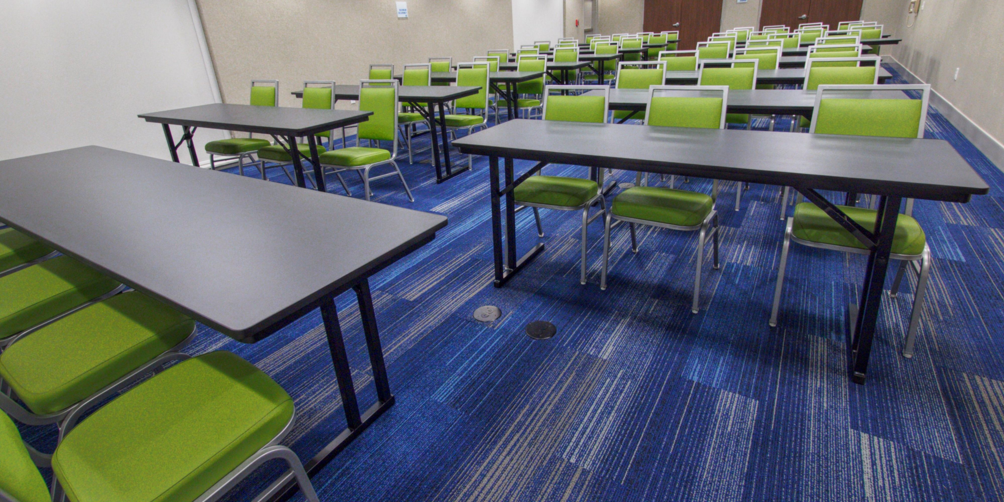 Our meeting room can comfortably accommodate at least 40 guests. Along with a projector & screen, a large screen TV, and a cooler for drinks, we can arrange a wide range of configurations to suit every type of meeting. Call and book for your next meeting!