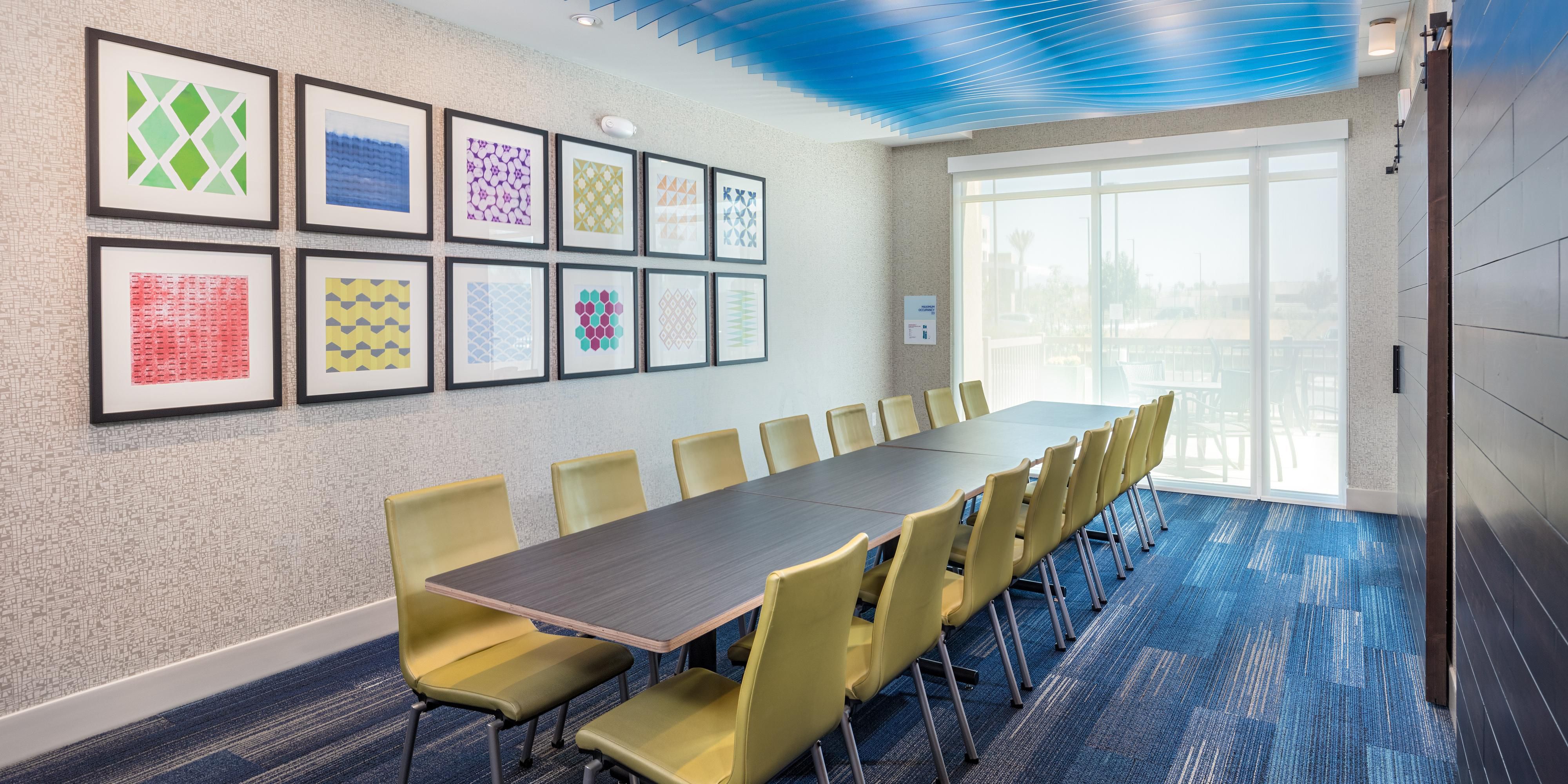 Host private meetings, brainstorming sessions, and more events in our flexible venue. Our meeting room offers space for up to 12 attendees. Give dynamic presentations with AV equipment, flip charts, and more available on request. Pens and notepads are provided. We're conveniently located near offices for Kaiser Permanente, UC Riverside, and more.