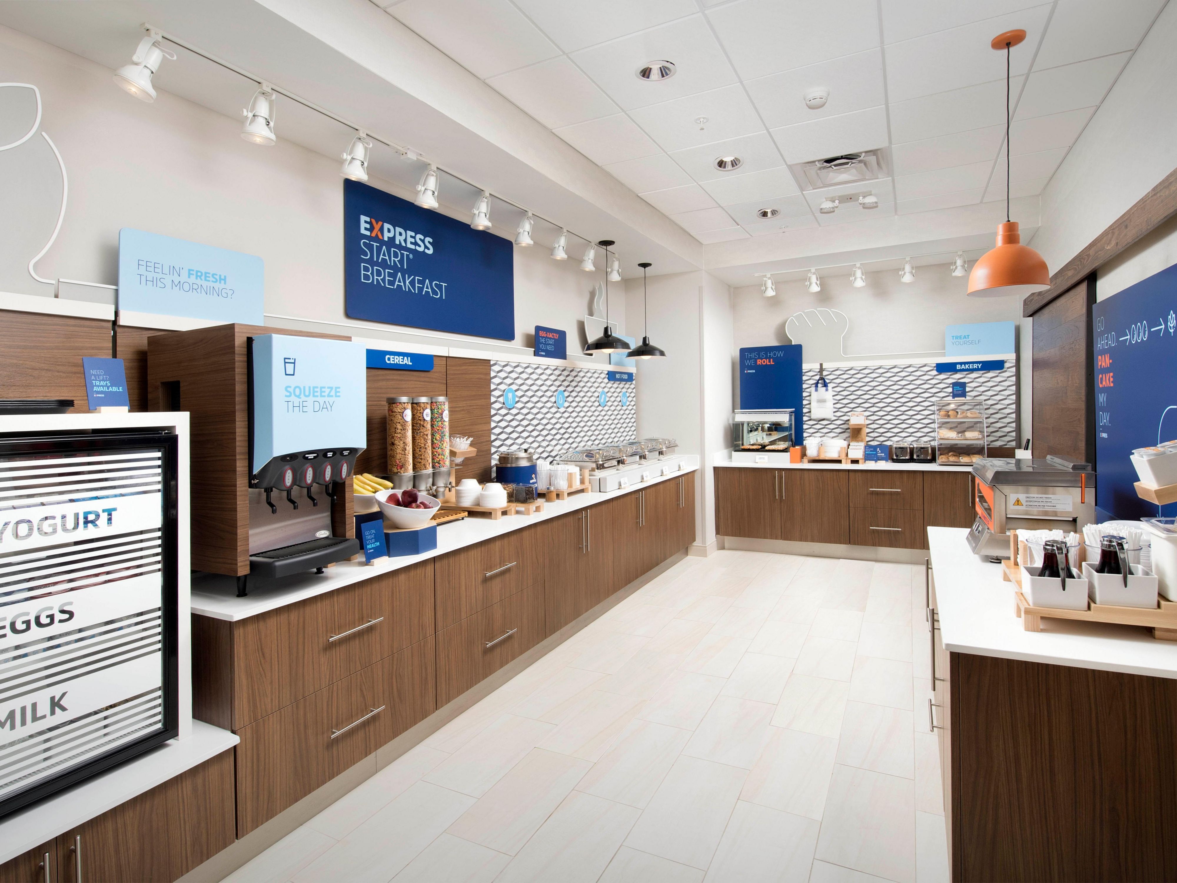 Enjoy our delicious complimentary-Holiday Inn Express Start breakfast. Our hotel location is located only a few yards away to many incredible and tasteful dining options. 