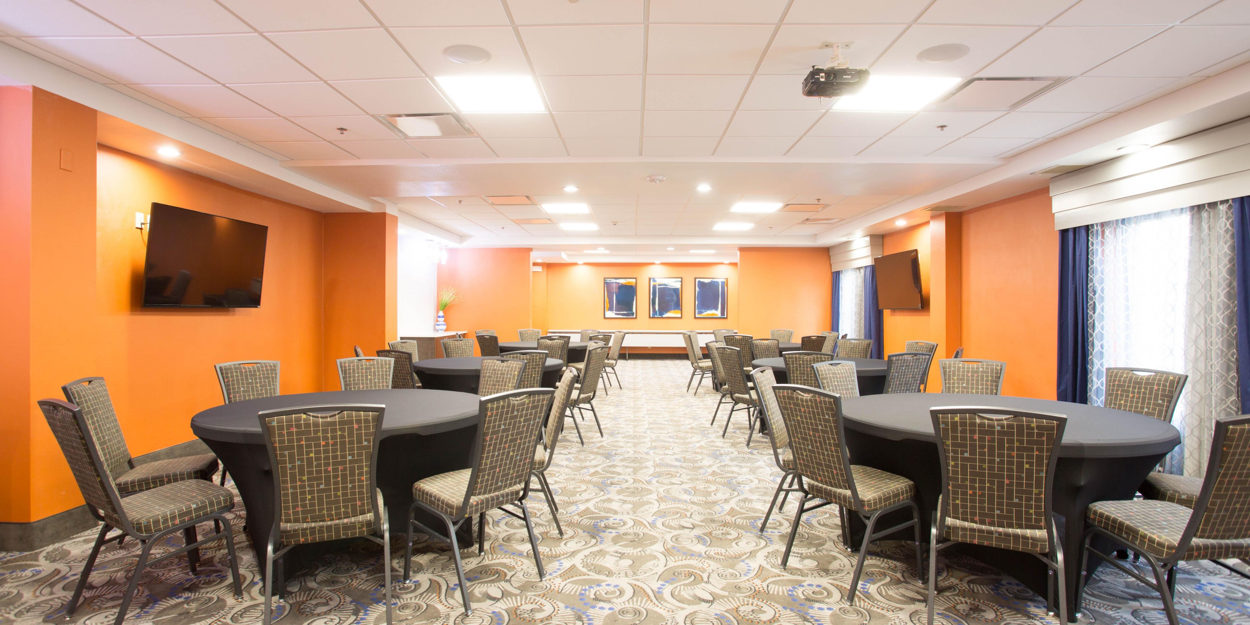 Our flexible meeting space is perfect for your next event for 10-100 guests. Onsite AV available, tables and chairs included, outside catering allowed.