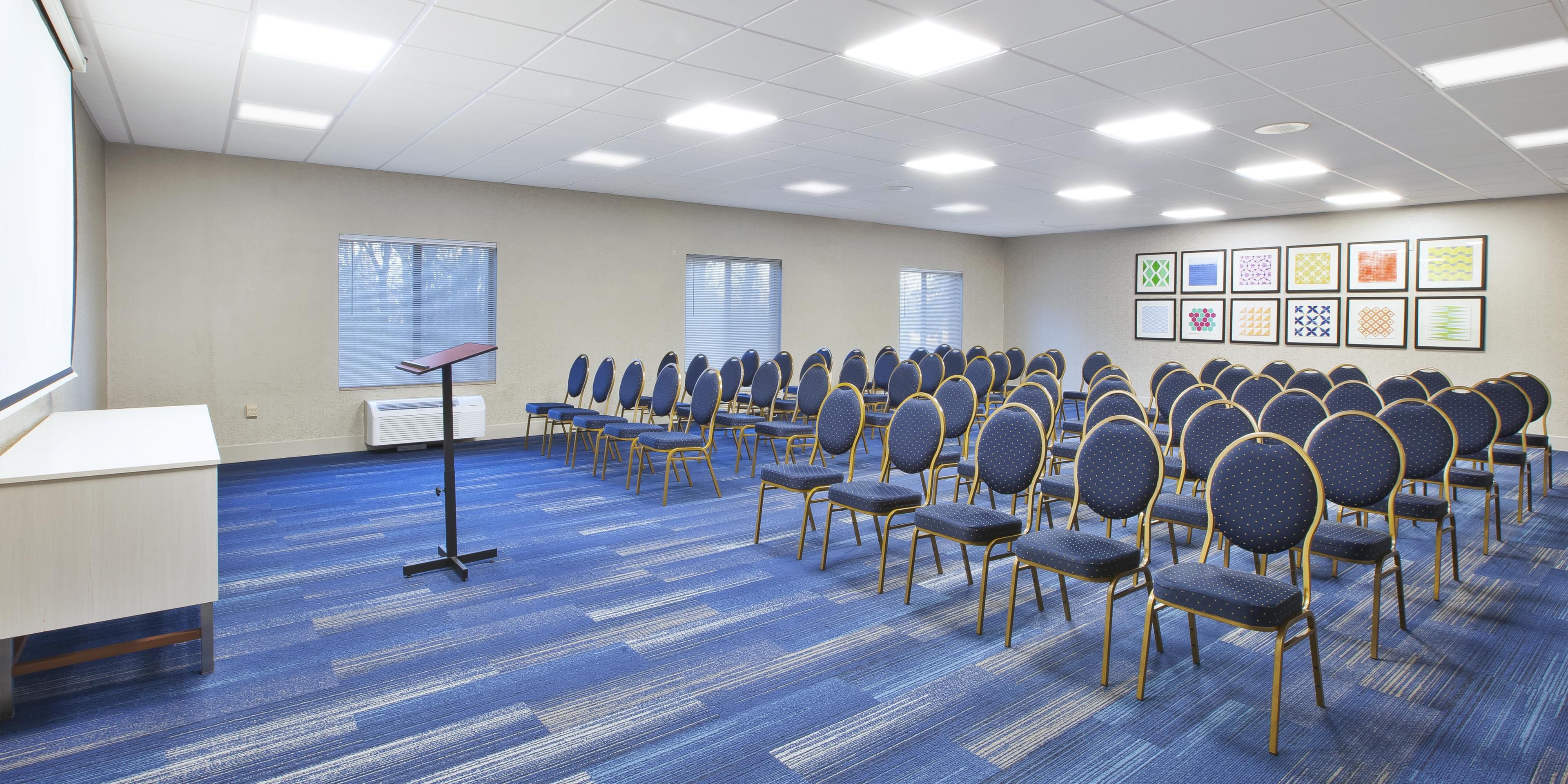 Our small meeting room space is perfect for your next board meeting, small group classroom training, or sports meeting prep. We offer a variety of different setups for our space like boardroom, theater or classroom style. Add coffee and water to your event. Contact one of our sales staff today at 1-269-684-0300 to reserve this space.