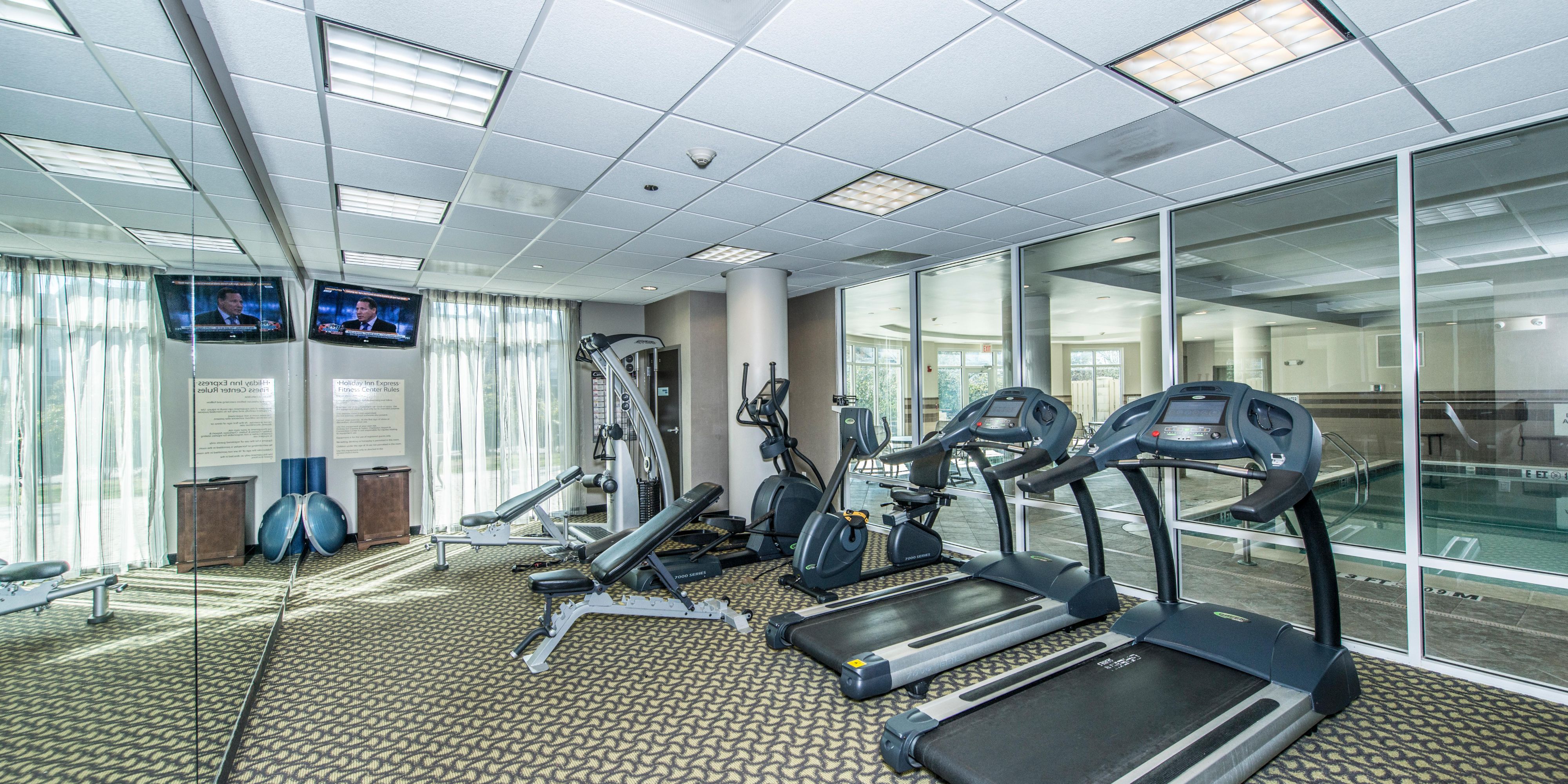 Our on-site fitness center is open 24 hours a day to guests of the hotel. State of the art cardio equipment and free weights allow you to get your workout in while away from home. Must be 18 years of age to use or have a parent or legal guardian present. 