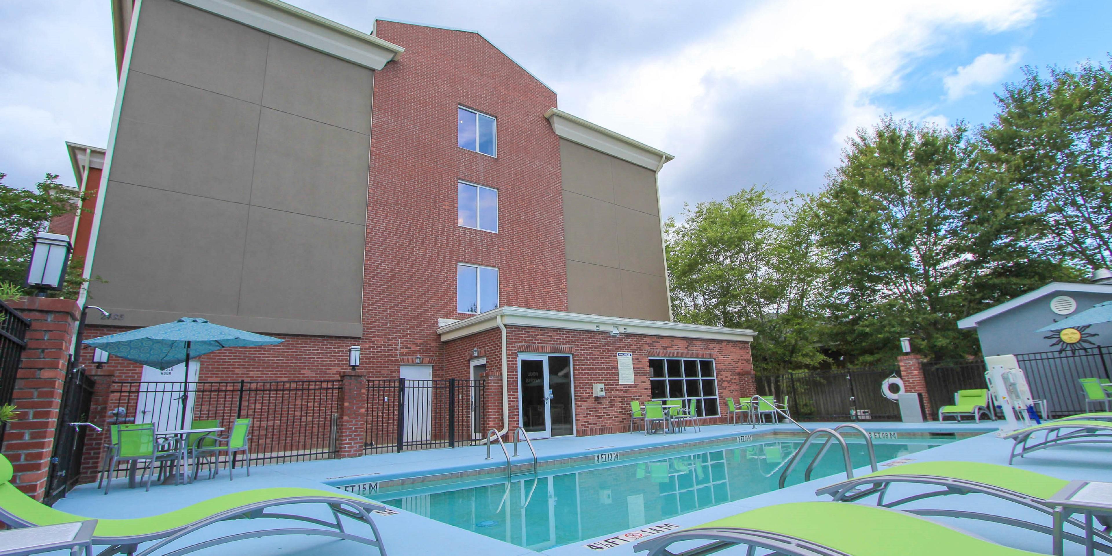 Time to take a break from the heat. Come and relax pool side. 