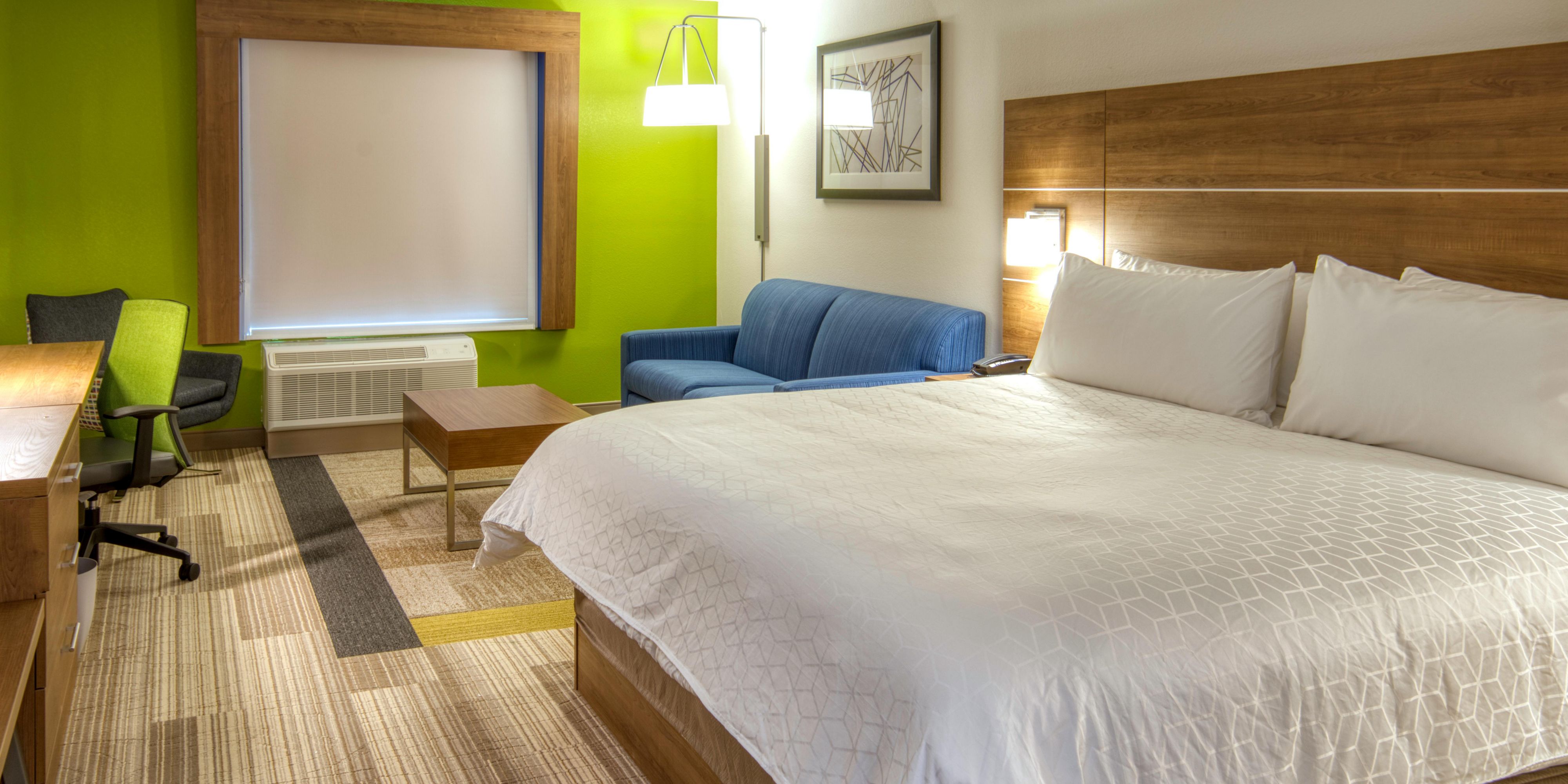 Our guest rooms are complete with a refrigerator and microwave, in room safe, and Keurig Coffee Maker!
