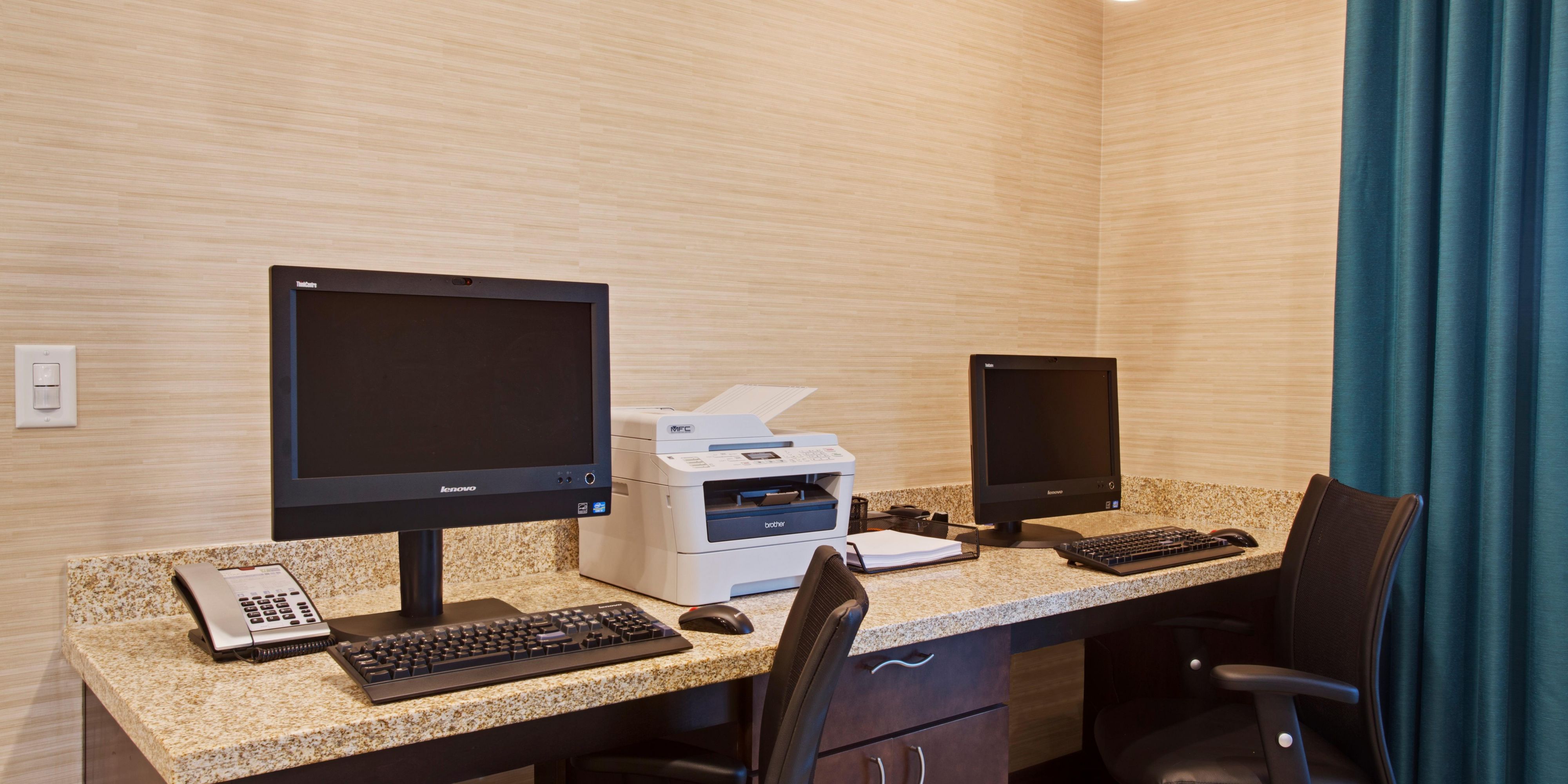 Avoid traveling with cumbersome business documents. Visit our business center for all your office needs.