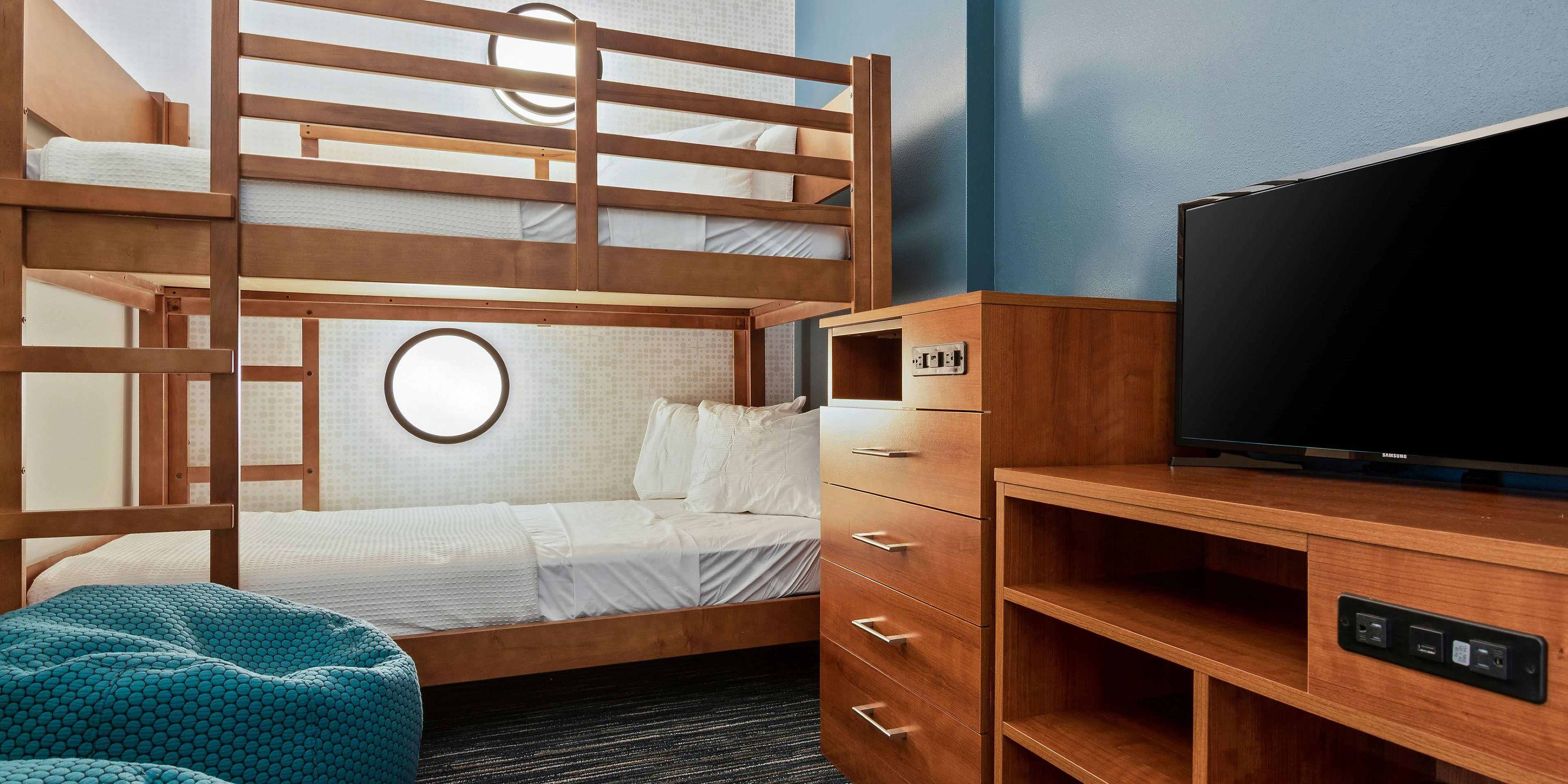 View of kid friendly guest room with bunk beds