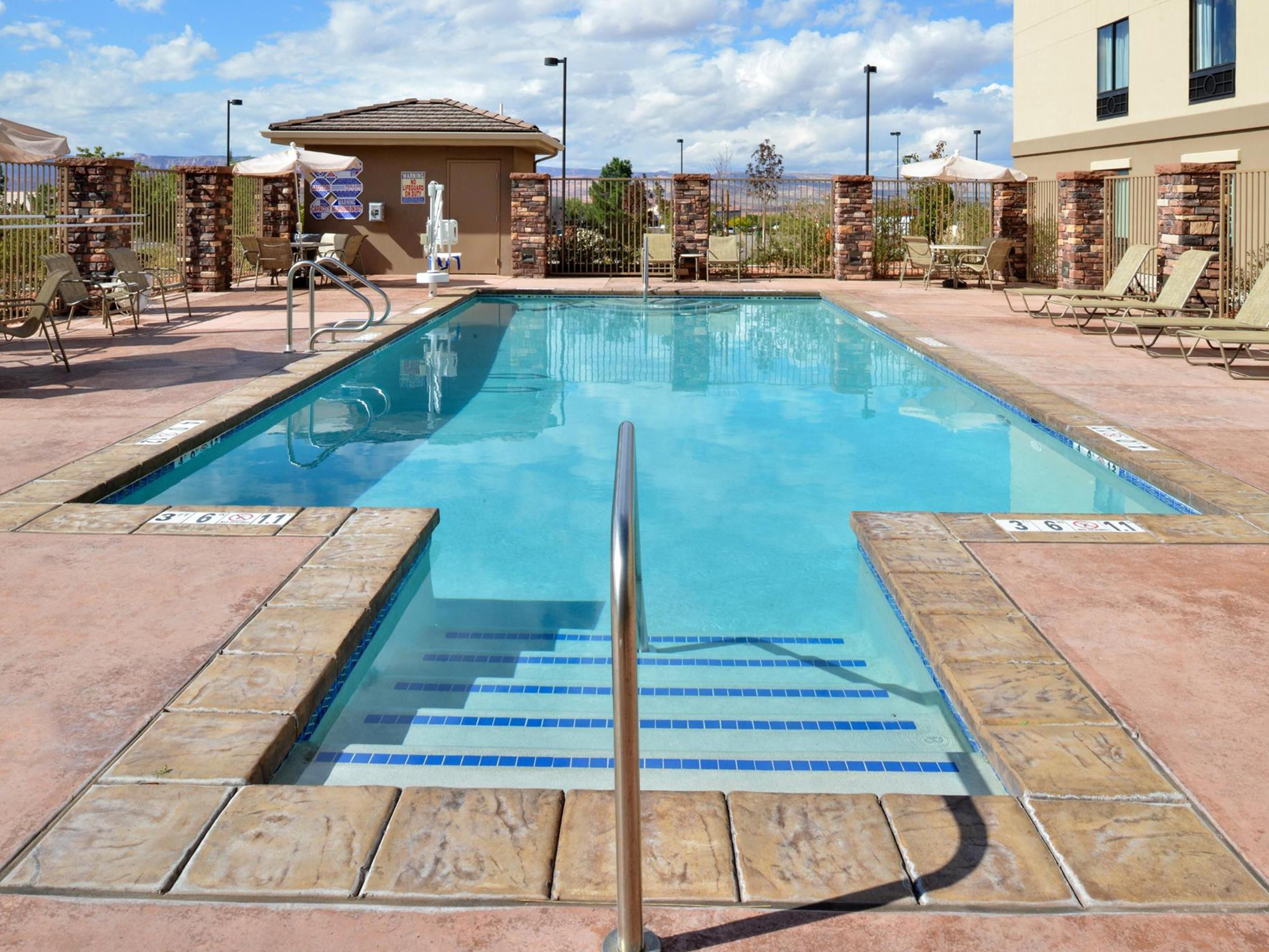Swim laps, make a splash, or lounge poolside at our outdoor pool.