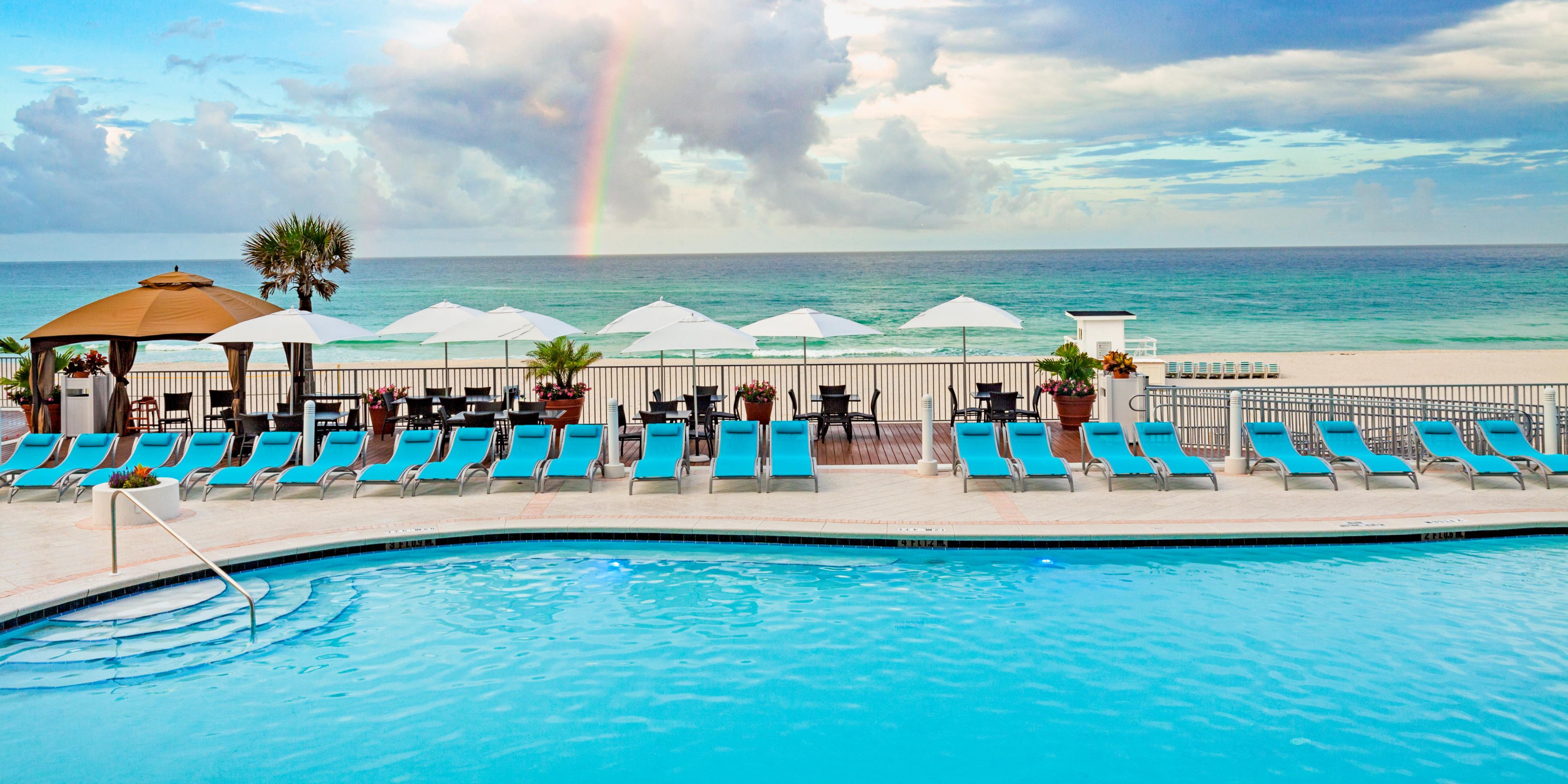 We offer both indoor and outdoor pools, perfect for a refreshing swim. The outdoor pool provides stunning beach views, while the indoor pool offers a climate-controlled environment. Guests can enjoy a relaxing float down a lazy river or take a dip in the hot tub. The pools are open daily from 8:00 AM to 12:00 AM. Plenty of time to enjoy the water.
