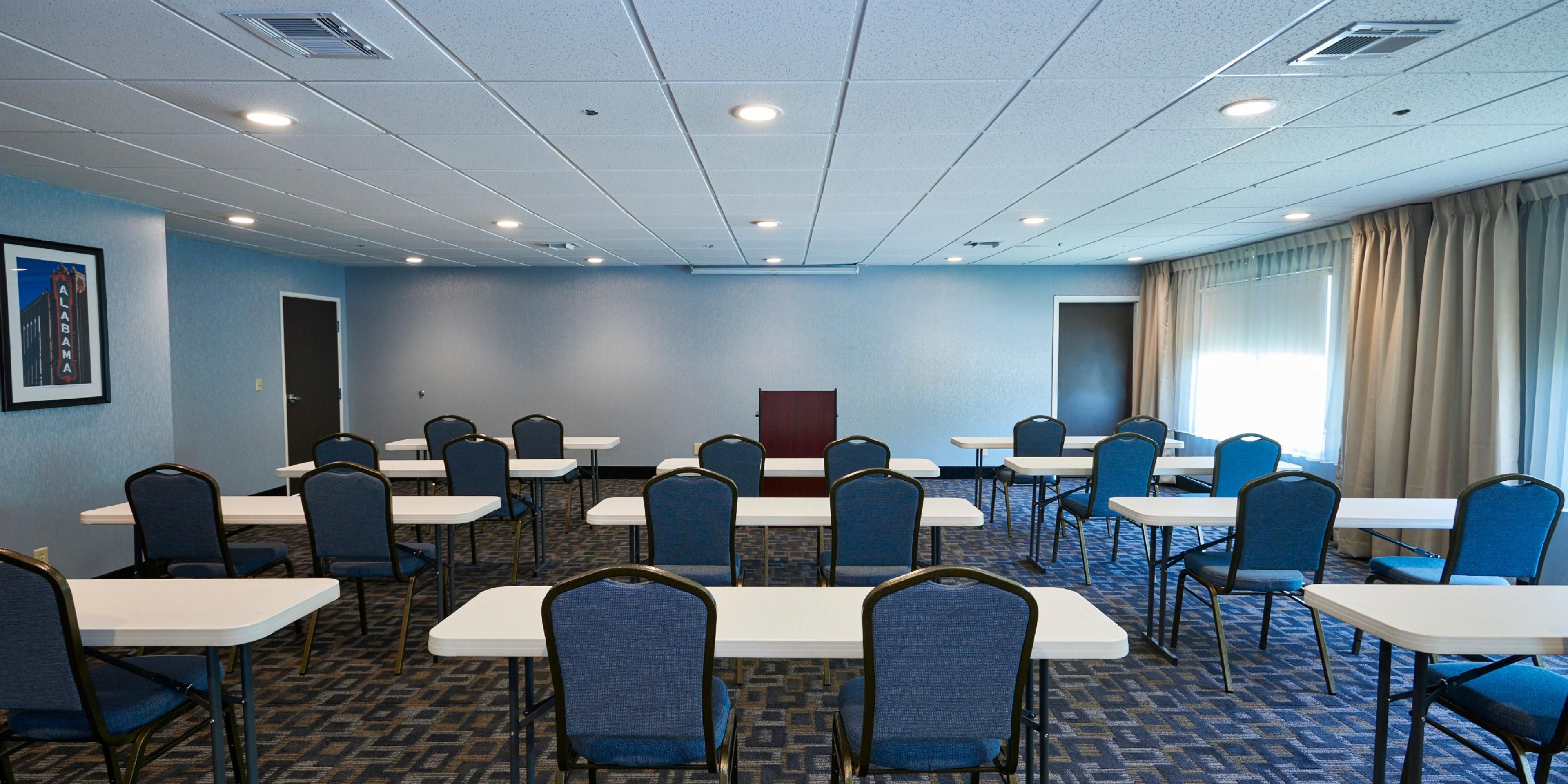 Looking for Meeting Space in Pelham, AL? Give us a call!  We can accommodate up to 75 people Theater Style, 45 people Classroom Style and 56 people Banquet Style.  Call our hotel directly to find out more and book our great space.
