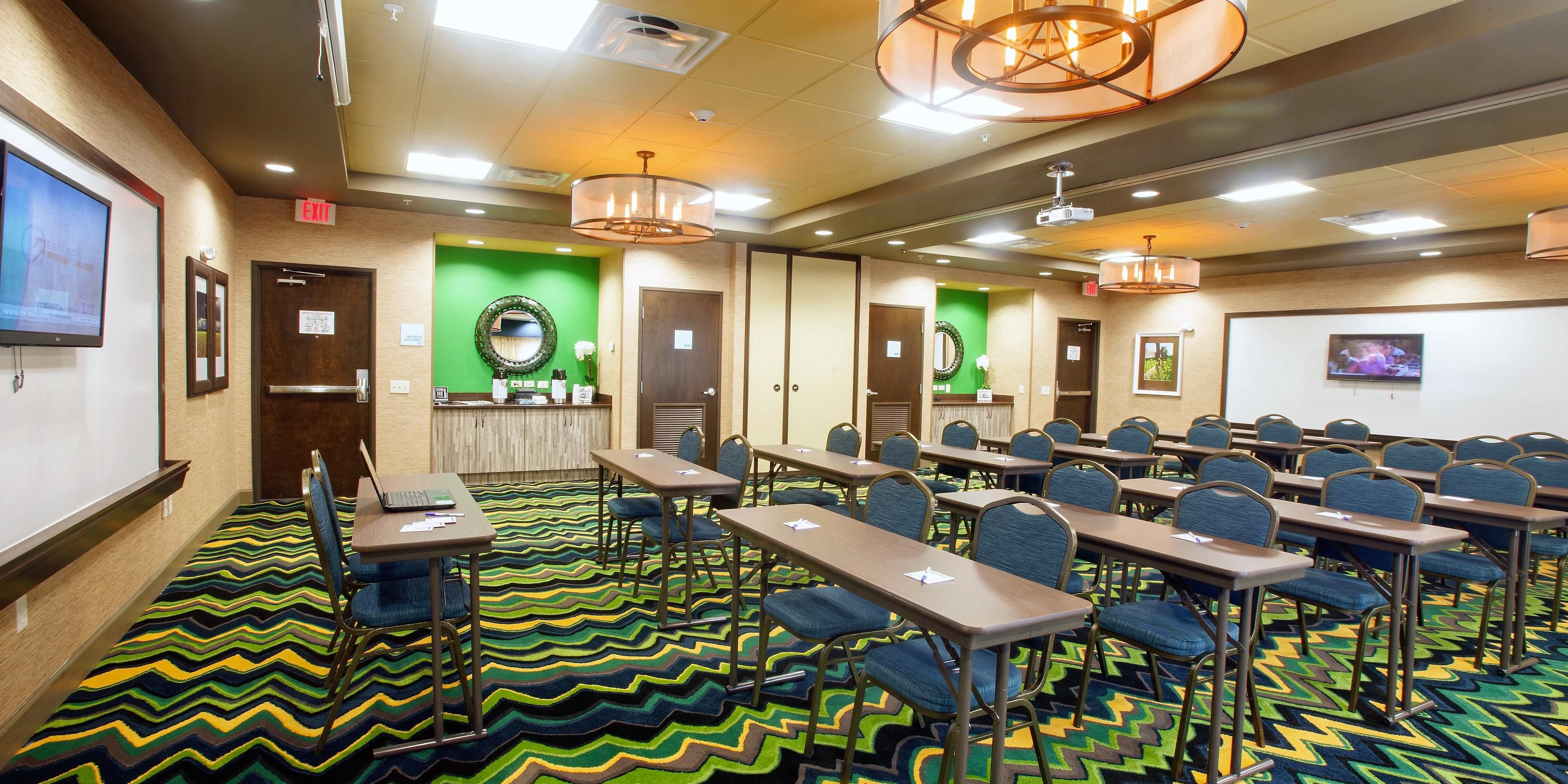 We offer two types of meeting spaces to meet our guest needs.  Our meeting room is the larger of the two and is perfect for celebrating birthdays, weddings, retirement ceremonies and more. It also has a projector for slide shows.  Our board room offers the perfect work place meeting with a conference table and a TV to hook up your computer.