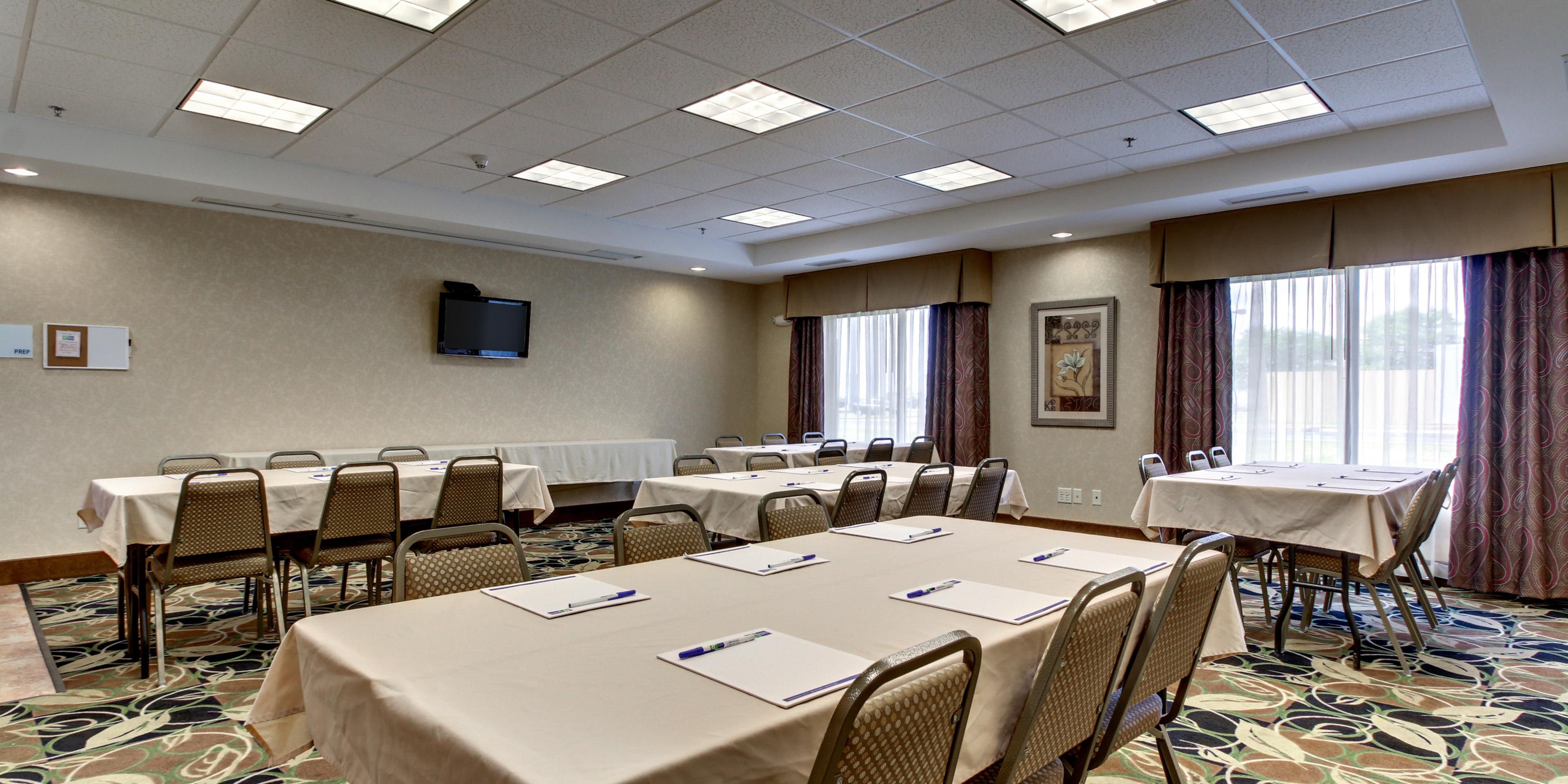 Host a small meeting or event in our 636 sq. ft. event space with a flat screen TV and free Wi-Fi!