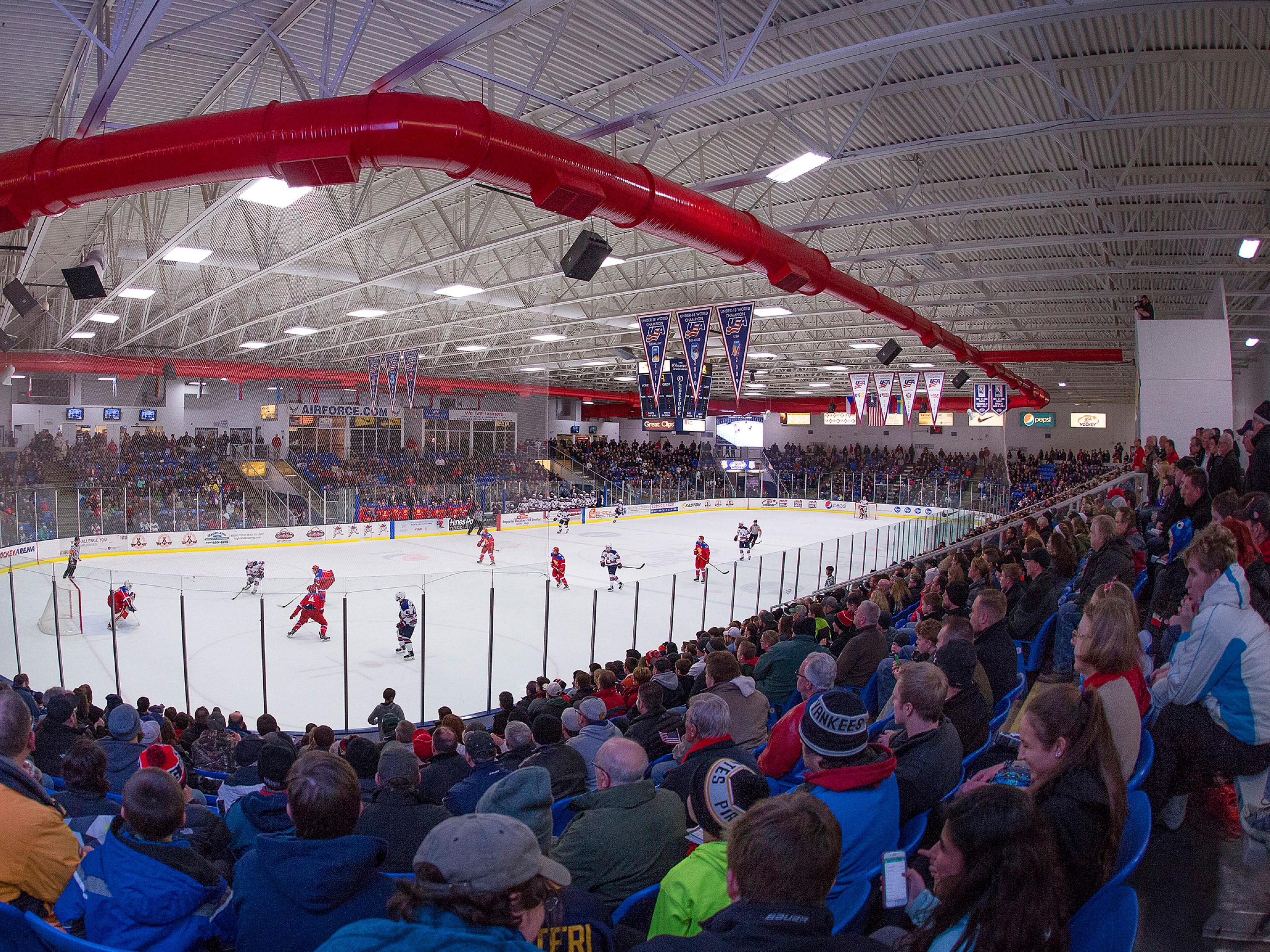 We are located next to the USA Hockey Arena which encompasses approximately 170,000 square feet with one main seating level, private suites and press boxes. The creative design of the arena affords the opportunity to provide 3,504 seats for hockey games and 4,500 seats for concerts and other performances.