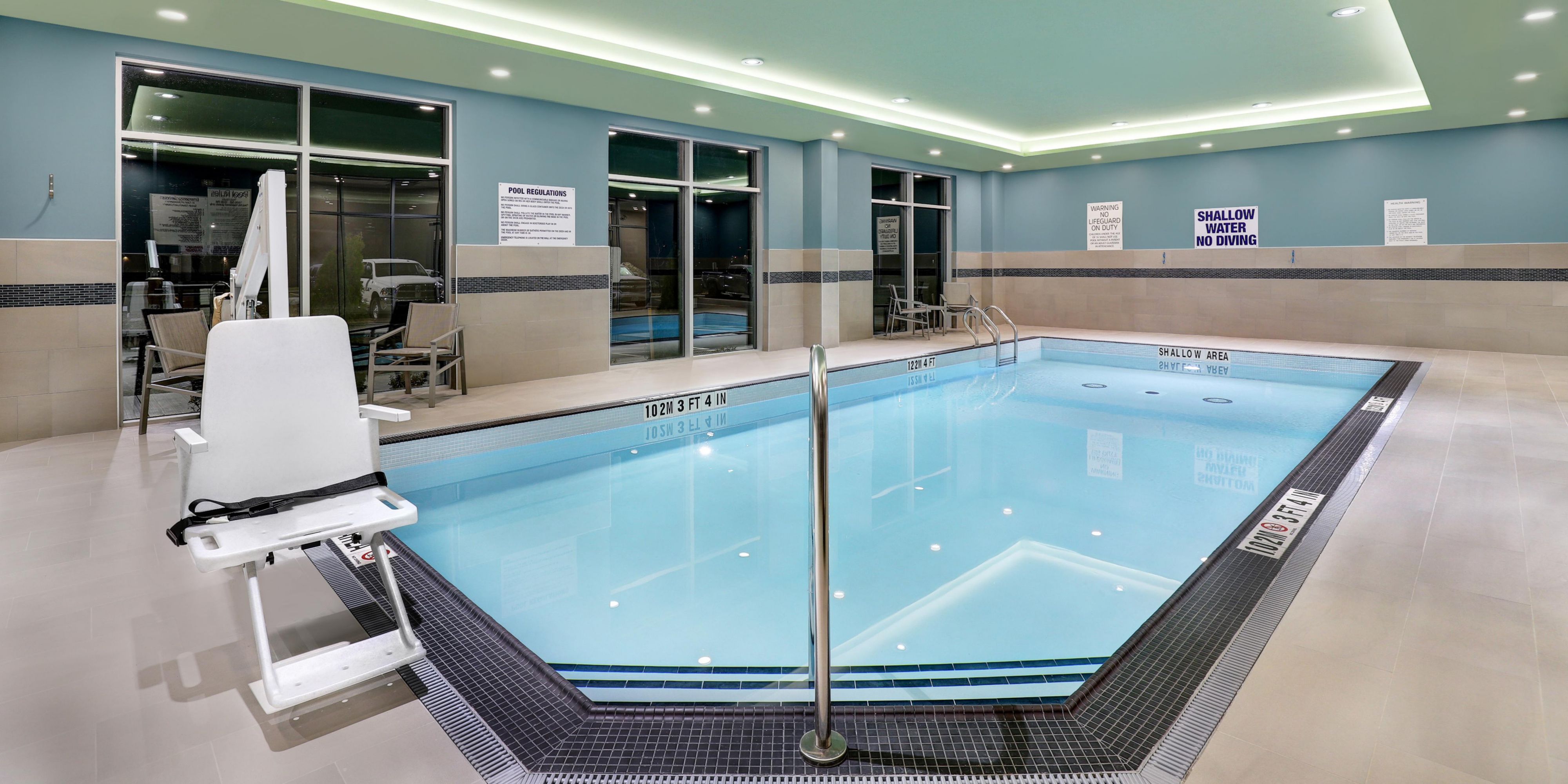 Take a swim in our indoor heated pool. Give us a call to book your reservation.