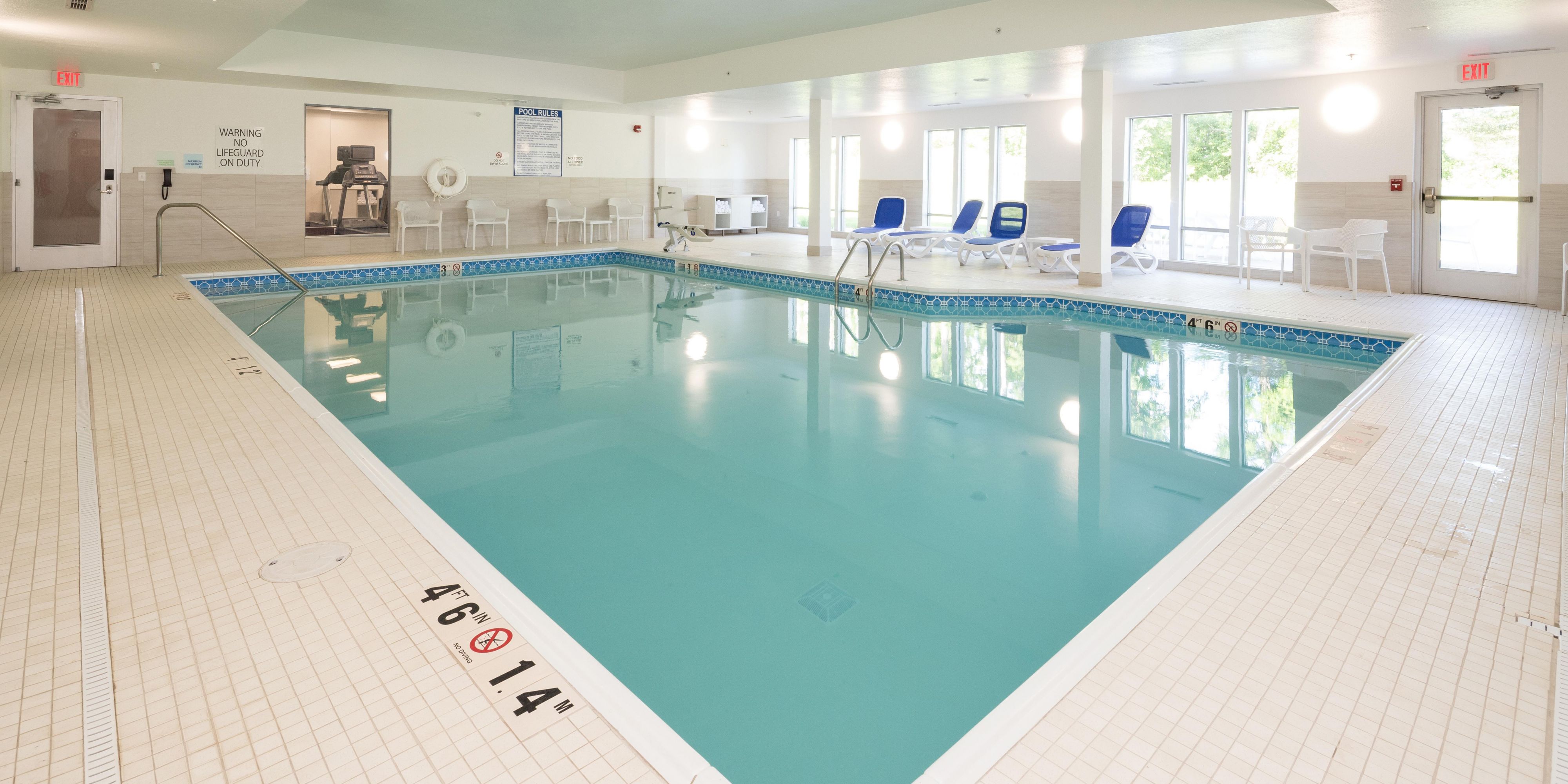 The kids will love our indoor heated pool. The pool is open from 10 am until 11 pm daily.