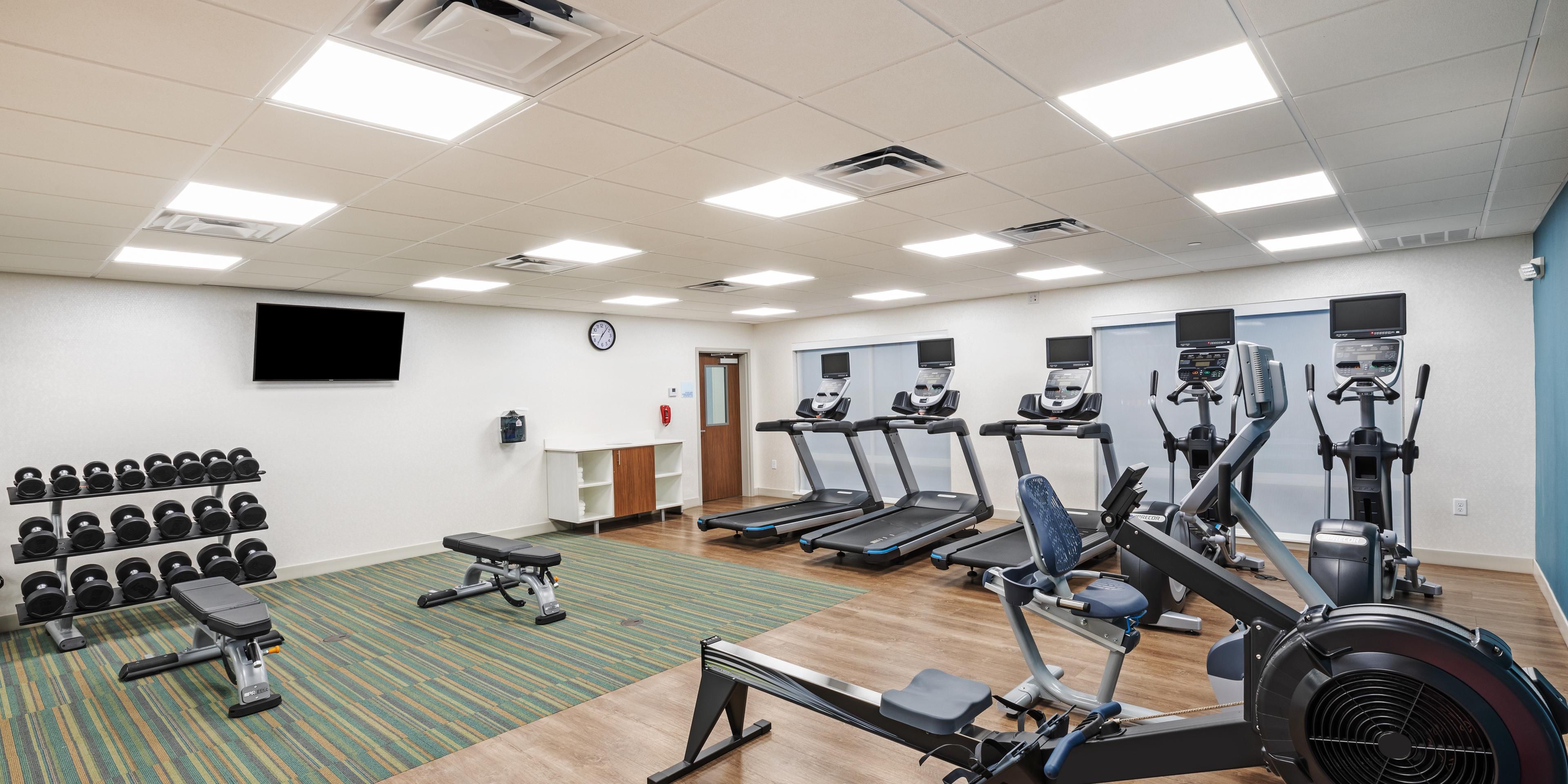 Our on-site Fitness Center is accessible 24 hours offering a convenient place to work out during your stay. Featured equipment includes treadmills and a recumbent bike. Stay hydrated with available bottled water. A television and magazines are available for your entertainment.