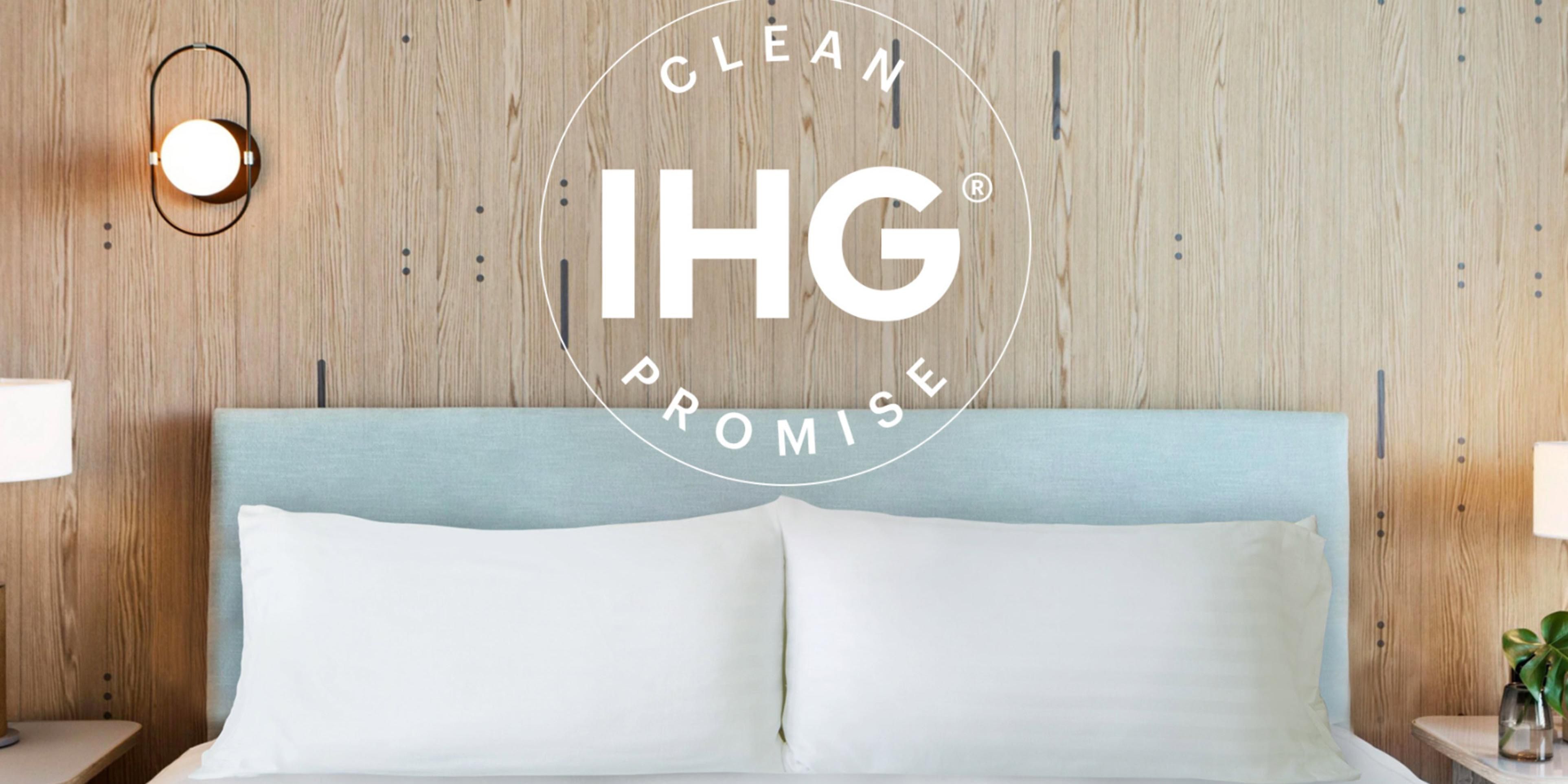 Our IHG Clean Promise includes a deep cleaning and disinfection process using science-led safety protocols and service measures to enhance guest confidence.