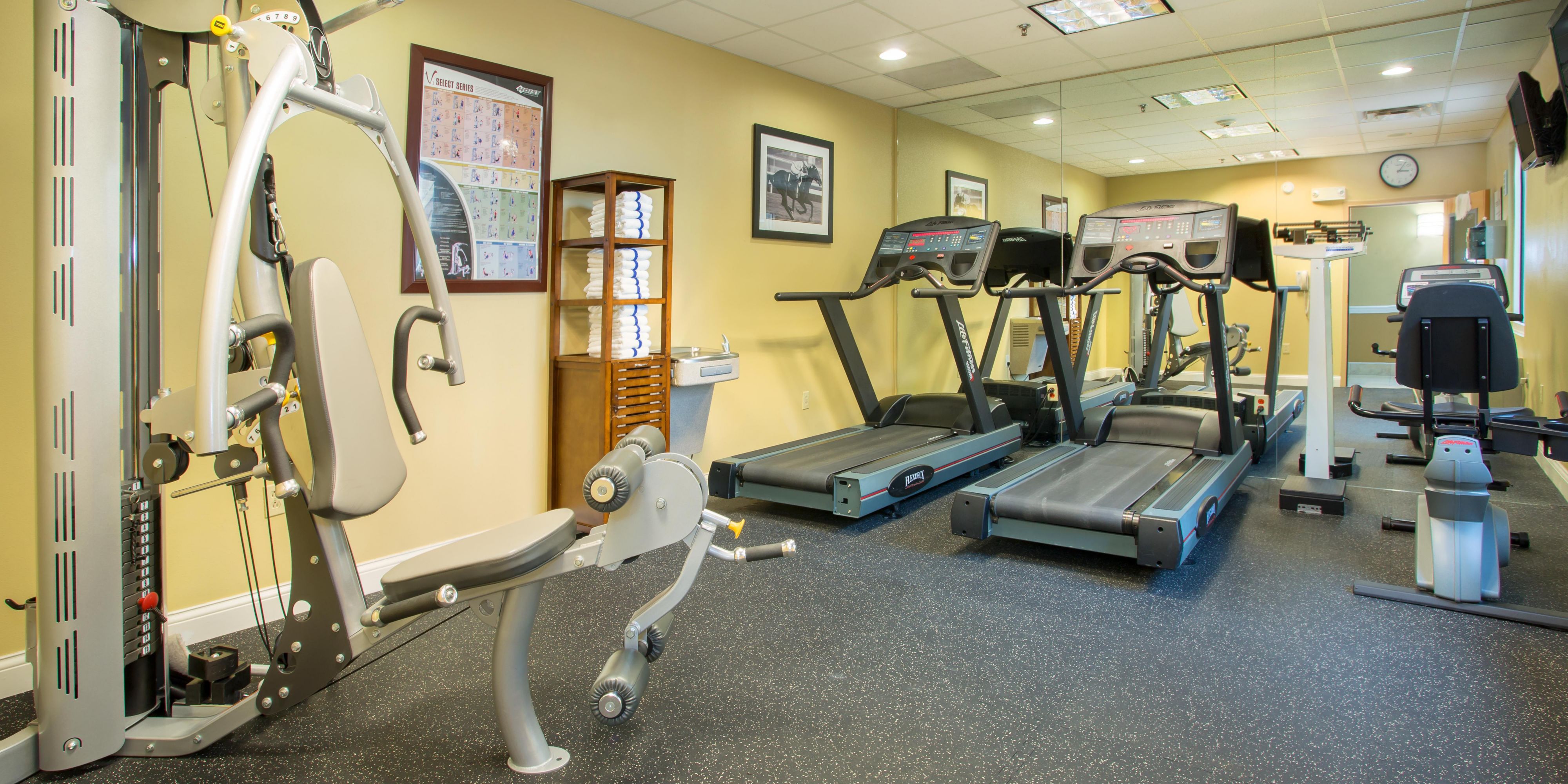 Stay on track with your fitness routine, search the web for up to date trends and be able to walk to shopping stores and restaurants without driving a car.