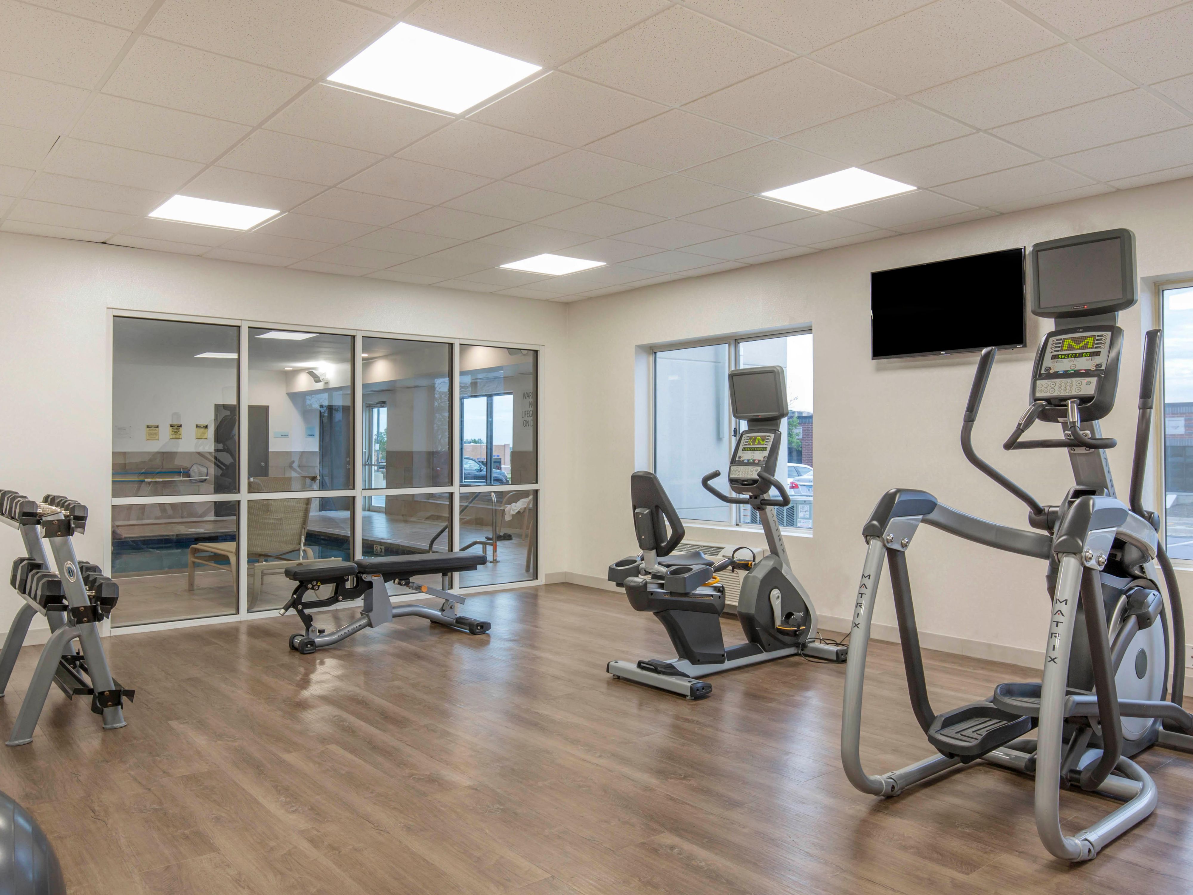 Stay, play, and unwind with thoughtful amenities at your fingertips. Fuel your morning with our complimentary Express Start® Breakfast buffet, stay energized in our 24-hour Fitness Center, and relax with a dip in our heated indoor pool. Enjoy unlimited access to free Wi-Fi and on-site parking for a convenient and stress-free stay.