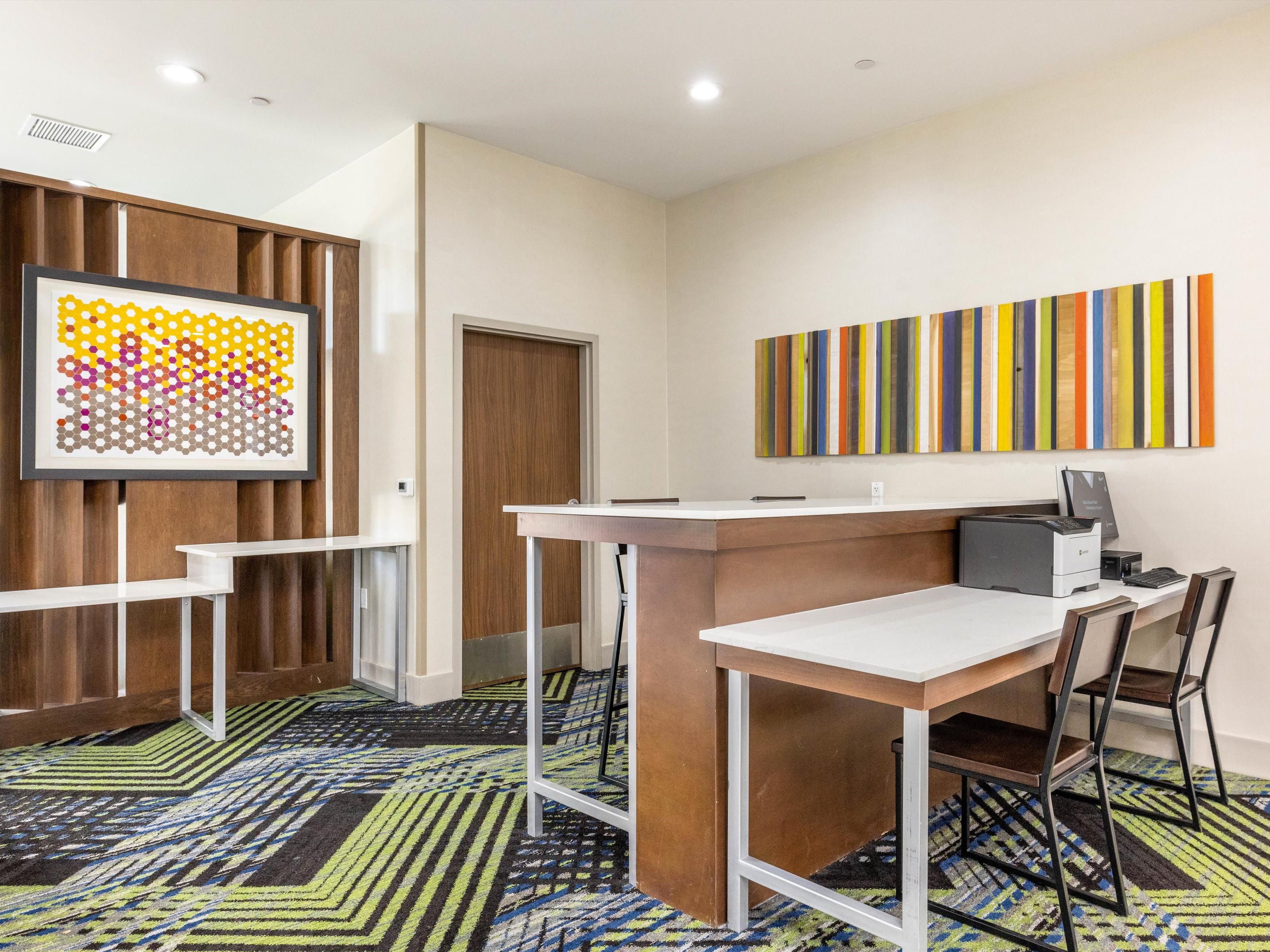 Our on-site Business Center helps keep you in business while you're on the road. Use the complimentary computers, printer and copies for all of your files and documents.