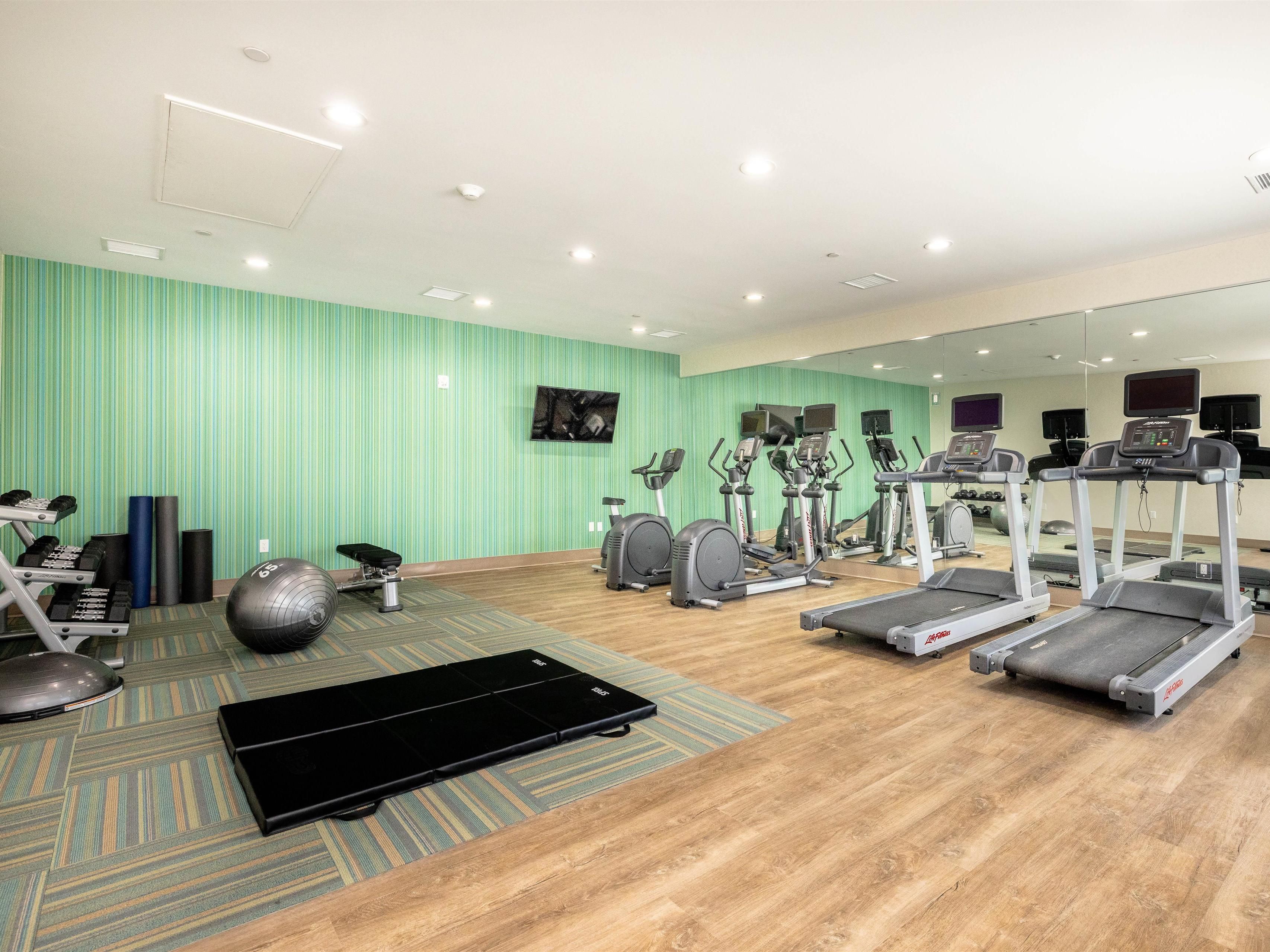 Our state of the art Fitness Center will help you maintain your regular routine even though you're away from home. Featuring stationary bicycles, treadmills, and weights, this complimentary amenity will be a great addition to your stay.