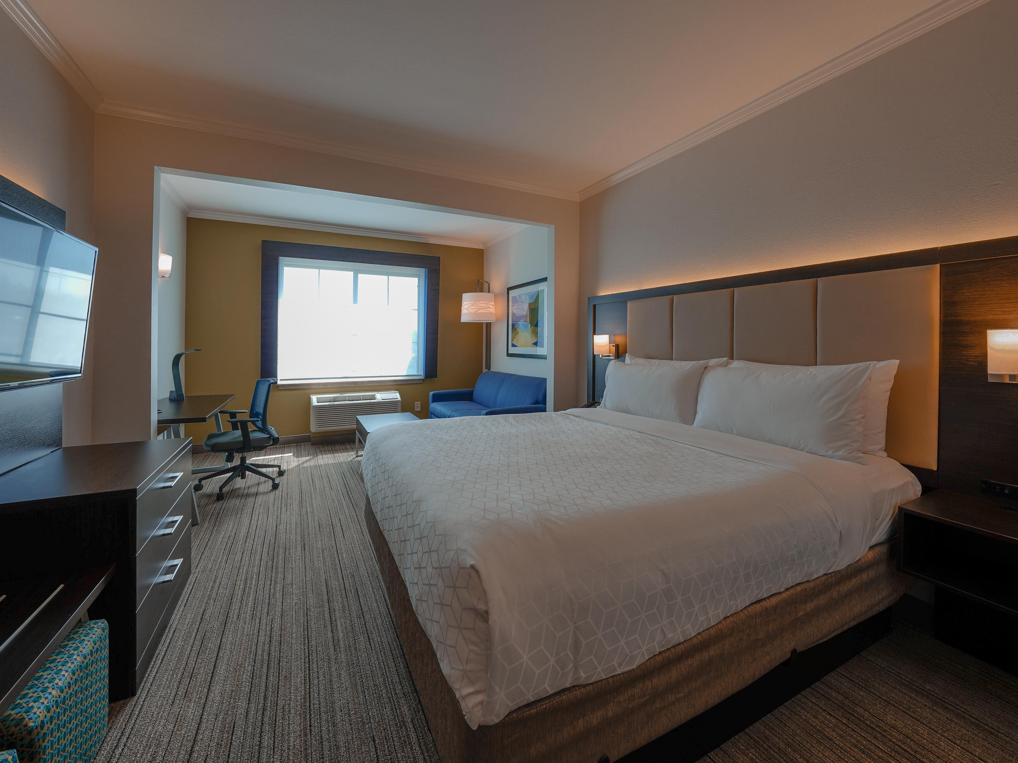 Our king suites feature plush, premium bedding.