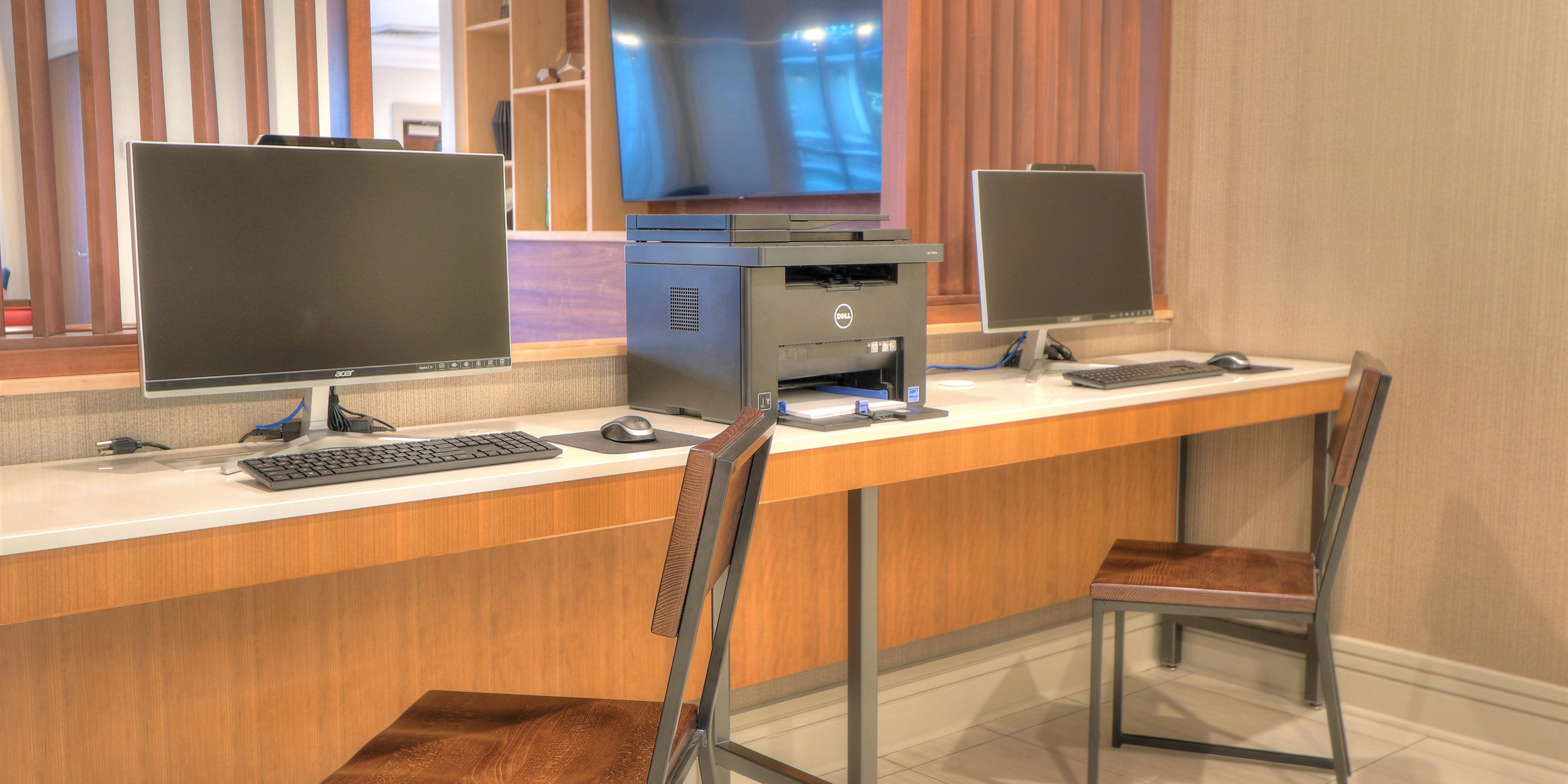 Stay connected while on the road in our 24 Hour Business Center located in our lobby.  Guest can print out documents, check their emails, social media, etc. while staying with us. 