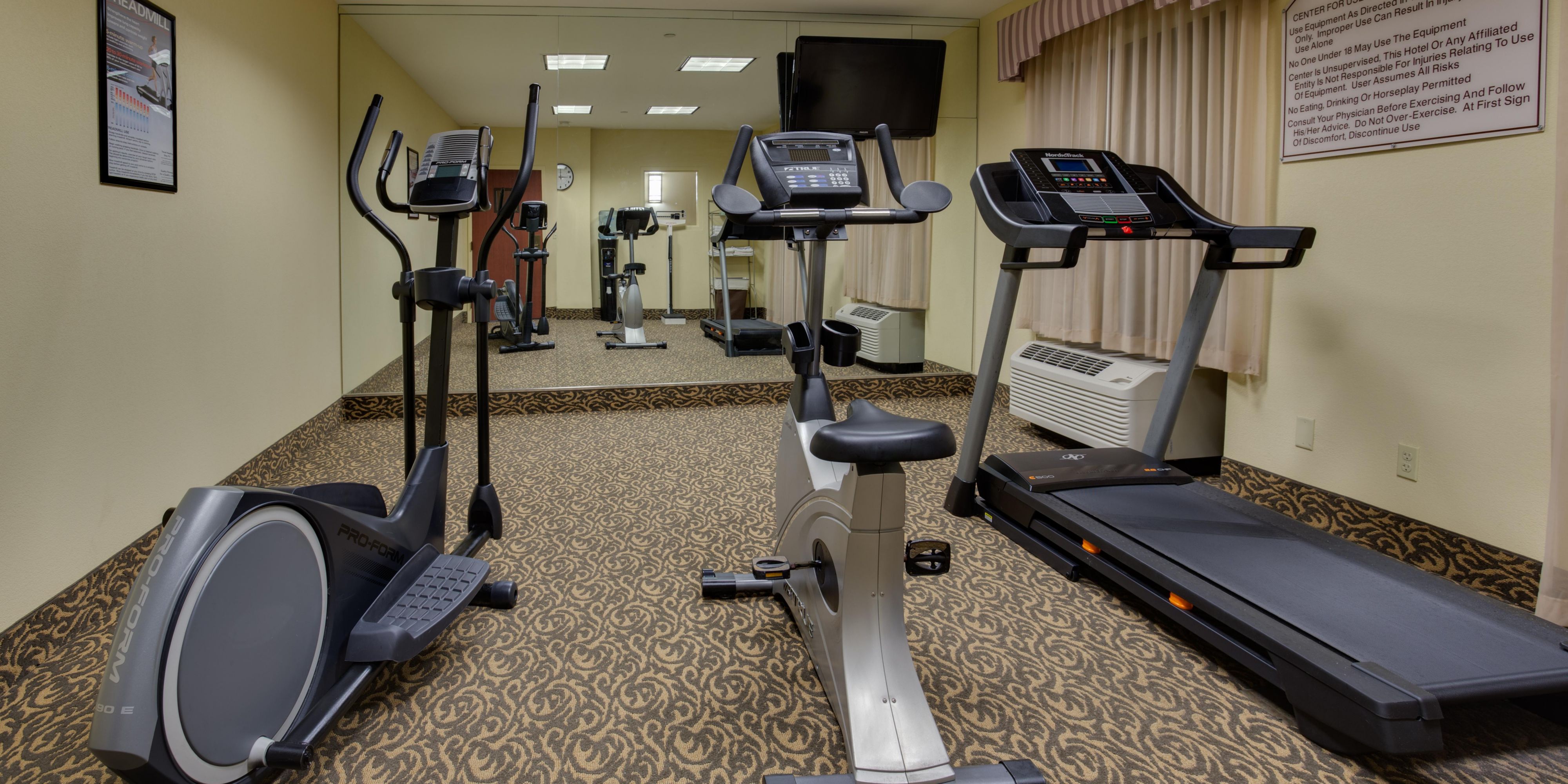 Our complimentary fitness center makes it easy for you to work out, have fun, and stay fit.