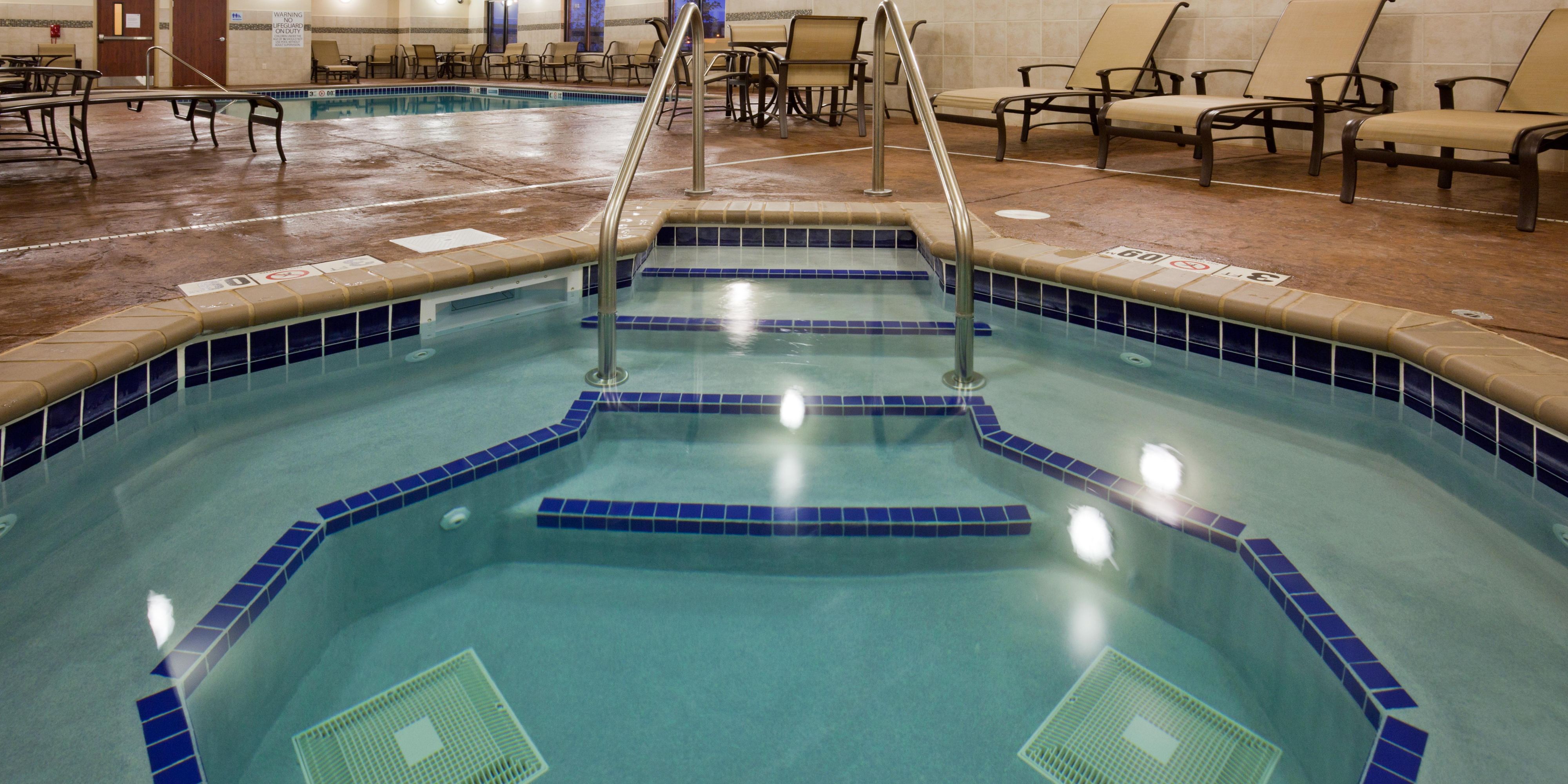 Check out our pool and fitness room located on the first floor of our hotel. Our pool area also contains a jacuzzi and is great if you want to kick back and relax. Our fitness room has plenty of equipment for you to get your full body workout in. 