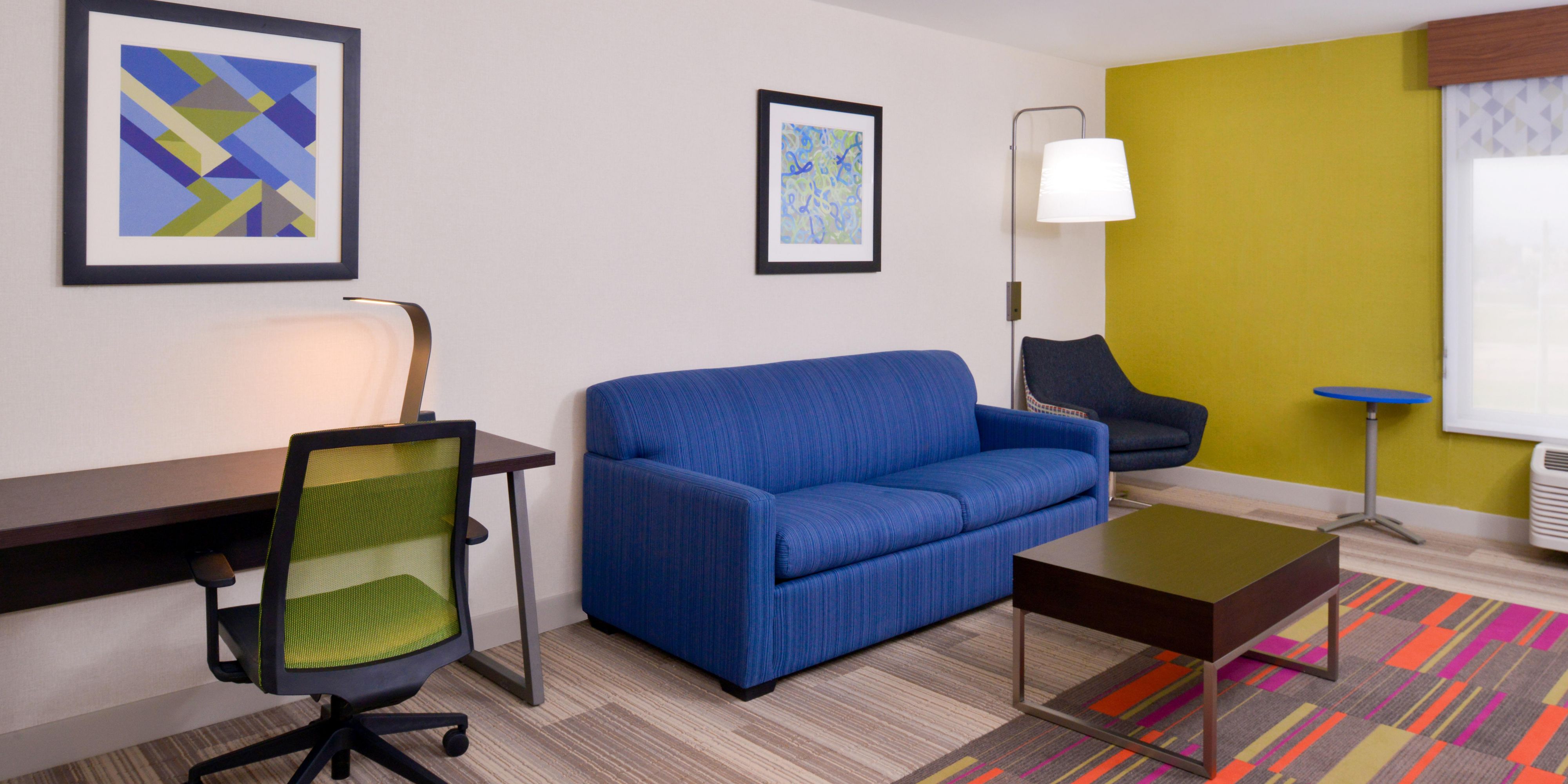 The guest rooms include brand new desks , nightstands, closets and a new 50" HDTV.