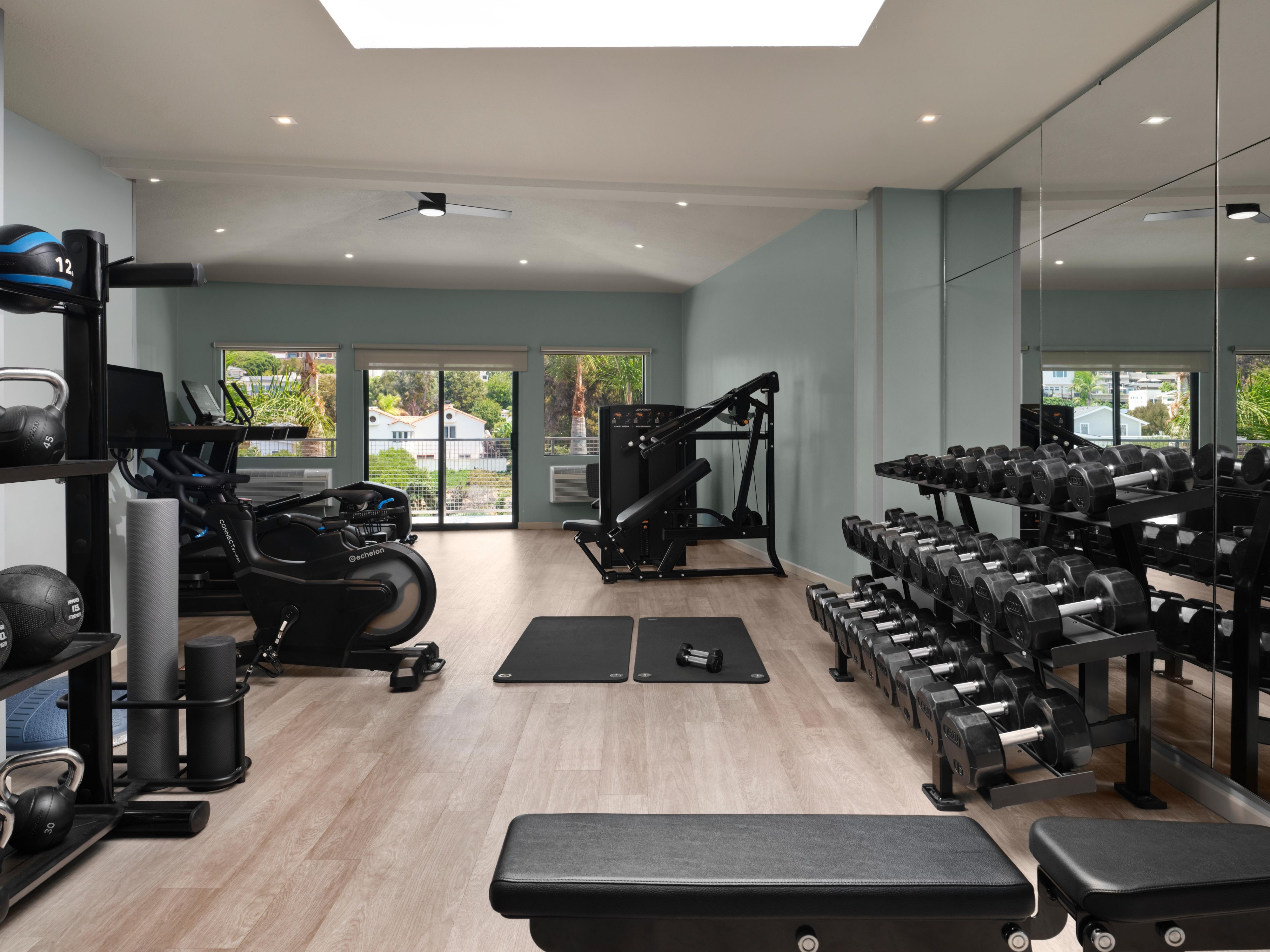 Enjoy our 24/7 fully upgraded Fitness Center with outdoor patio