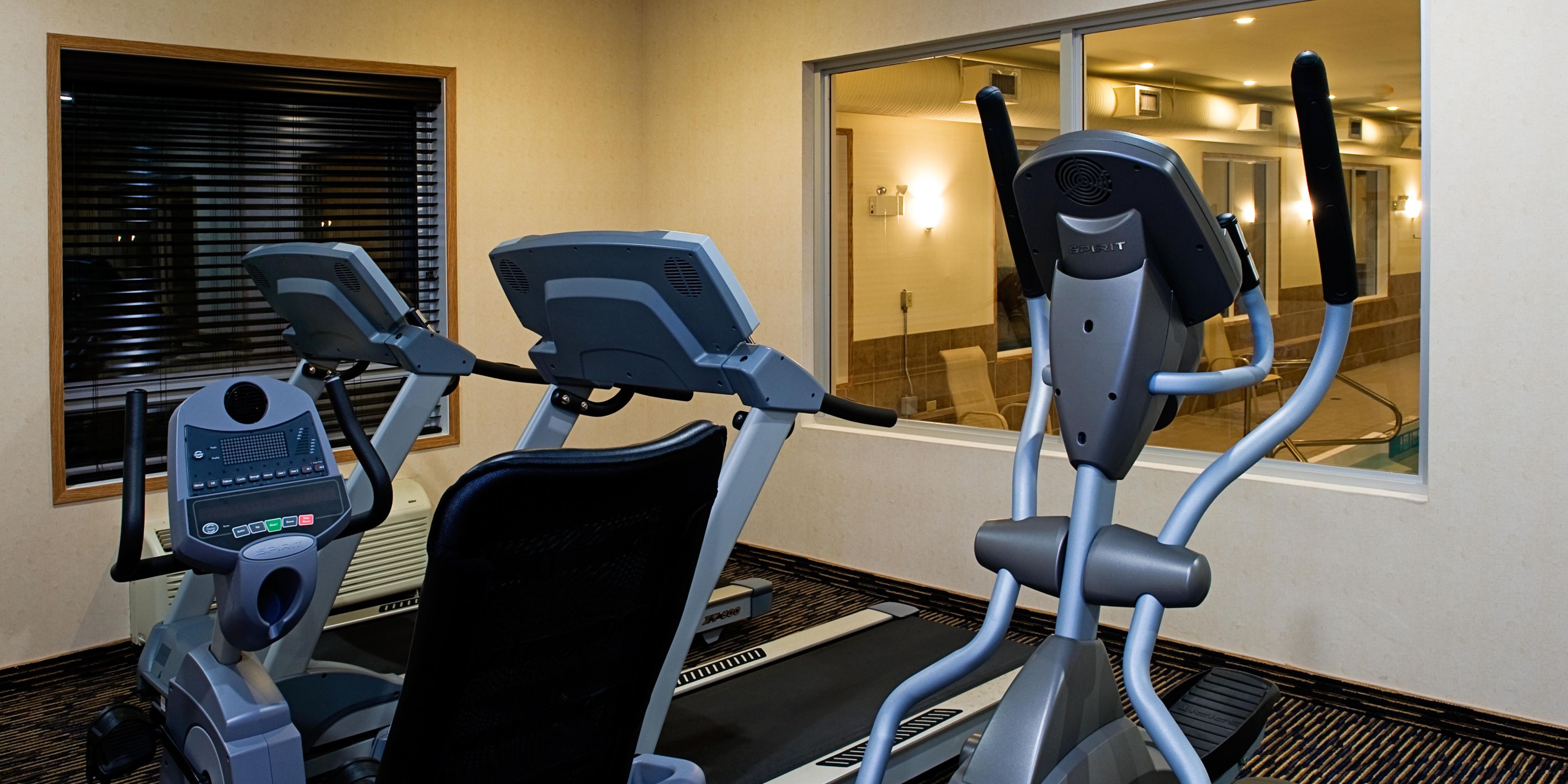 Fitness Centre is open 24 hours. Includes a Treadmill, Bike and Elliptical Trainer. 

