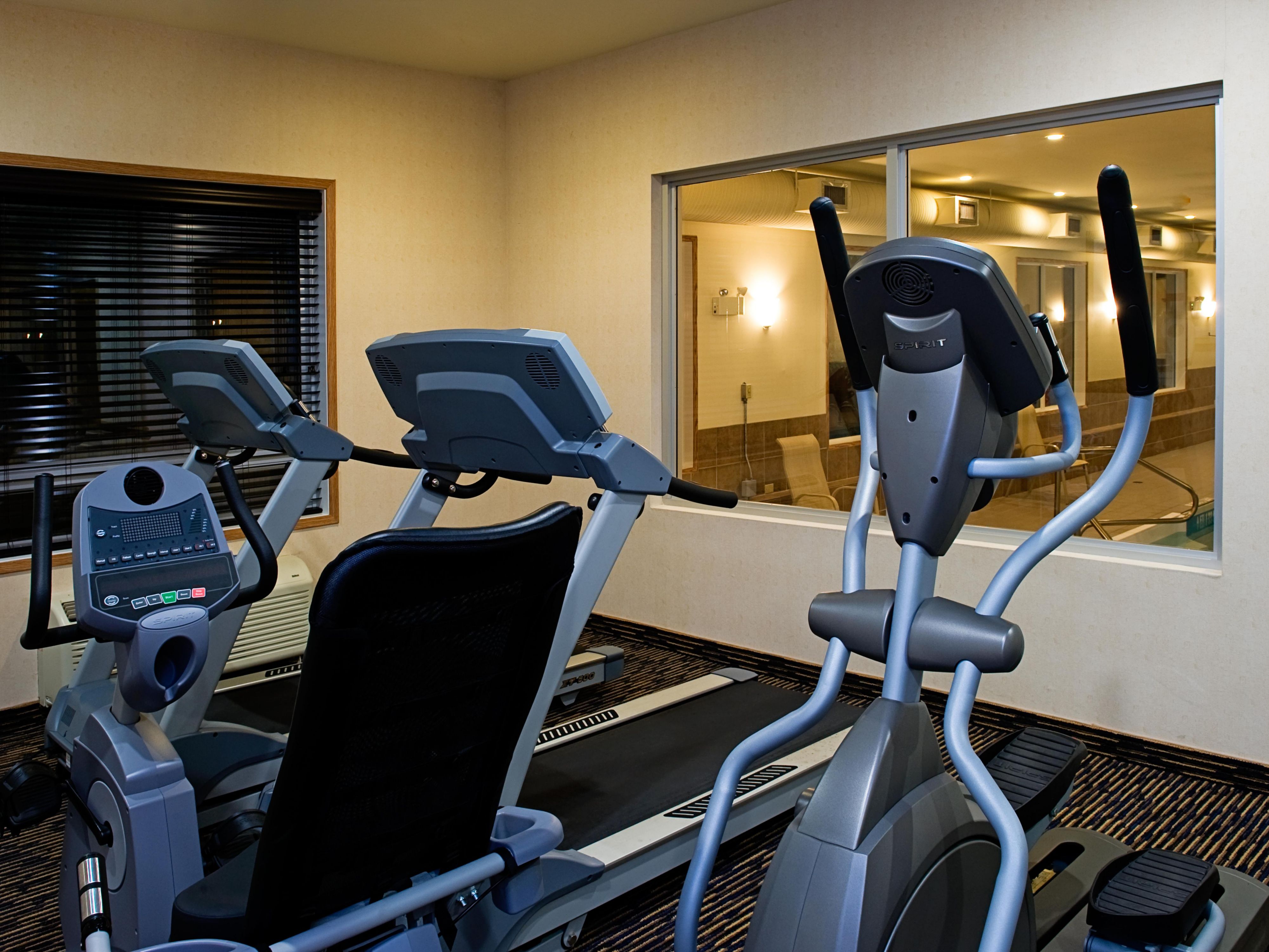 Fitness Centre is open 24 hours. Includes a Treadmill, Bike and Elliptical Trainer. 


