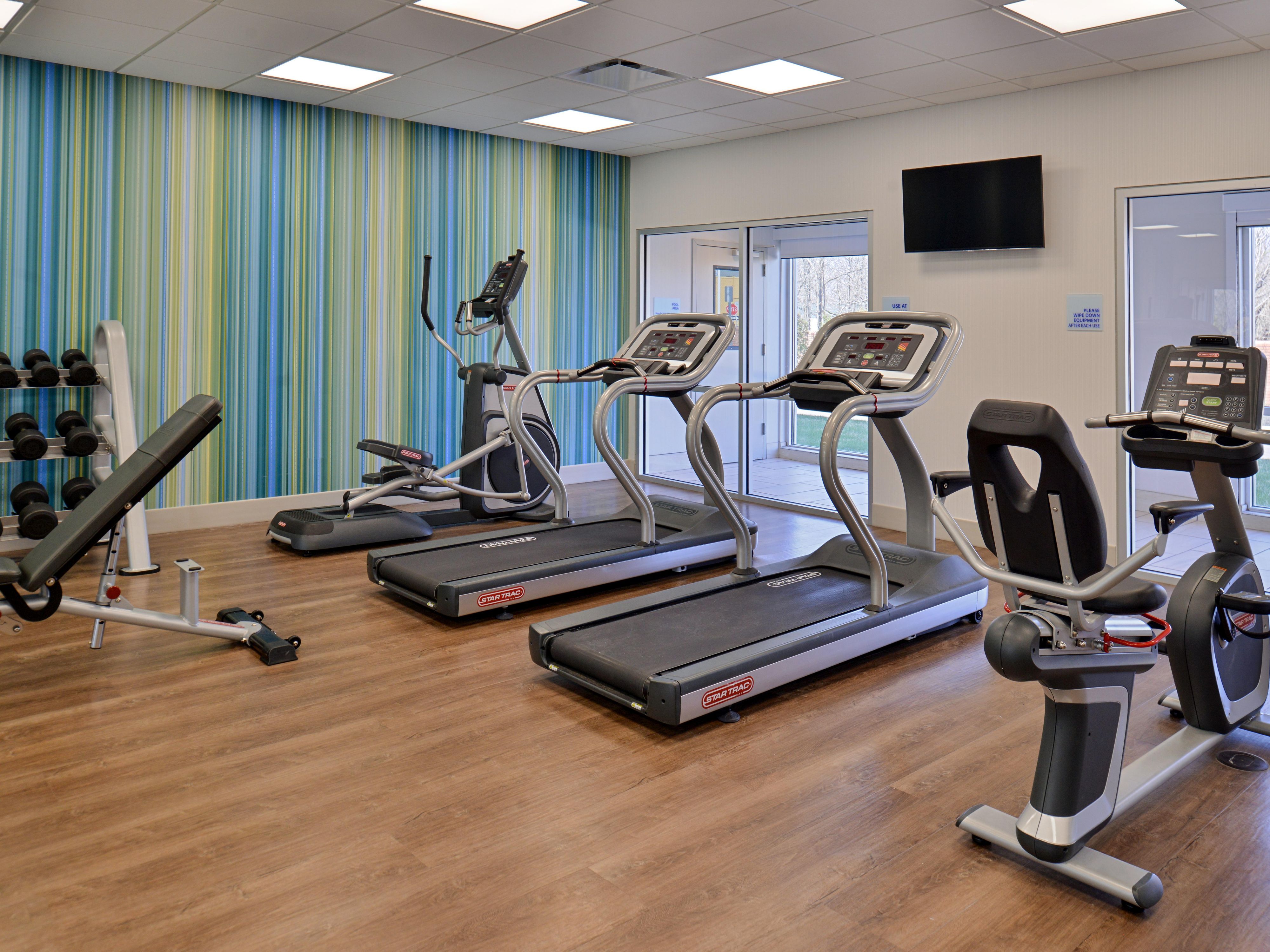 Pump the iron or get your heart rate up with our fully-equipped, state-of-the-art fitness center, open 5:30am-11pm. With treadmills, free weights, elliptical machines, and a stationary bicycle, our fitness center has something for everyone.