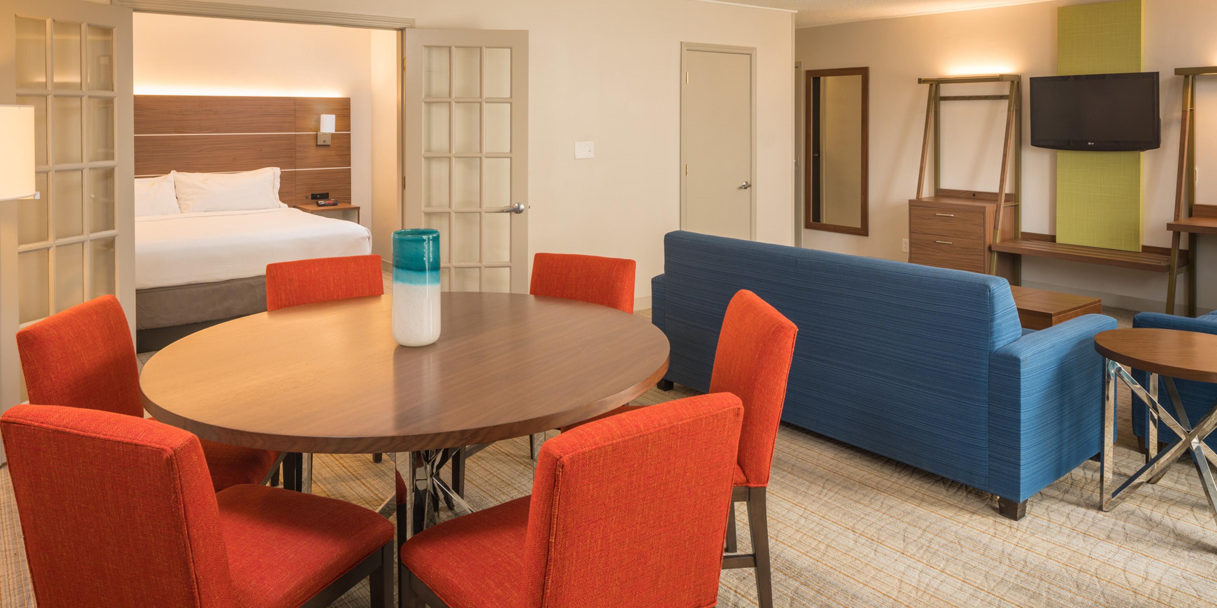 The Holiday Inn Express also features the finest in sleeping room accommodations, with 140 guest rooms and 2 suites.  All of our spacious, rooms include a Keurig, 42” HDTV’s, USB charging outlets for electronic devices, refrigerator, microwave, hair dryer, iron and ironing board and WIFI.  Our large suites are perfect for families or a honeymoon.