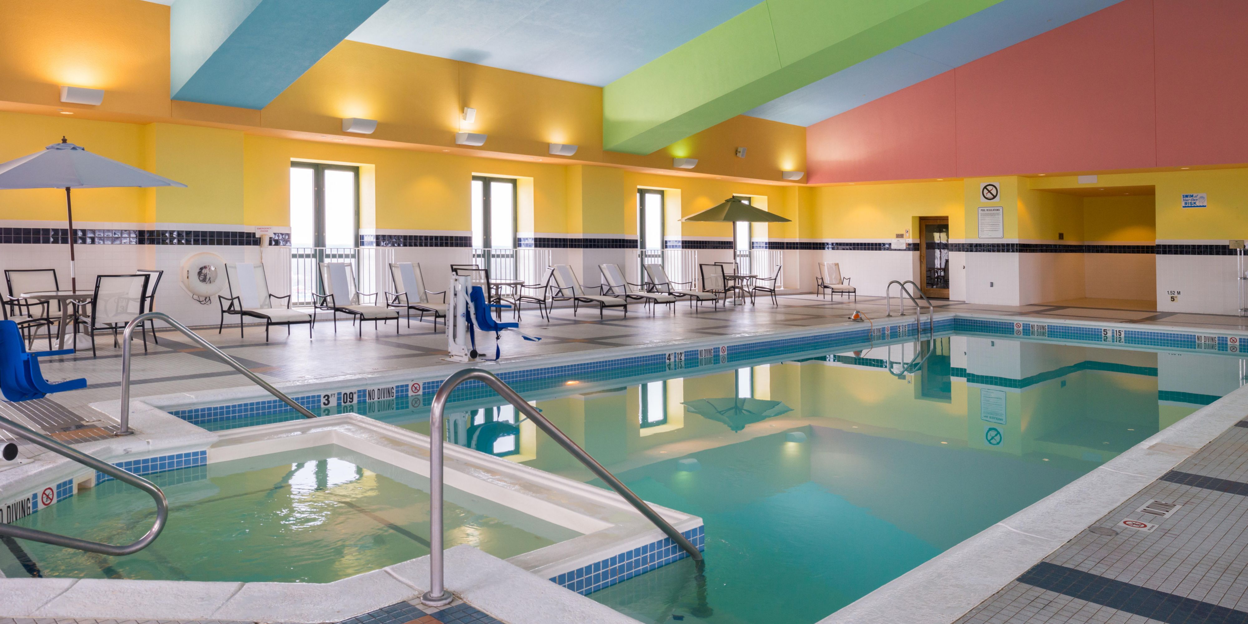 Our valued guests are granted access to the indoor pool and sauna at our sister property the Crowne Plaza, located just steps away. Pool hours: 6:00 AM - 11:00 PM.