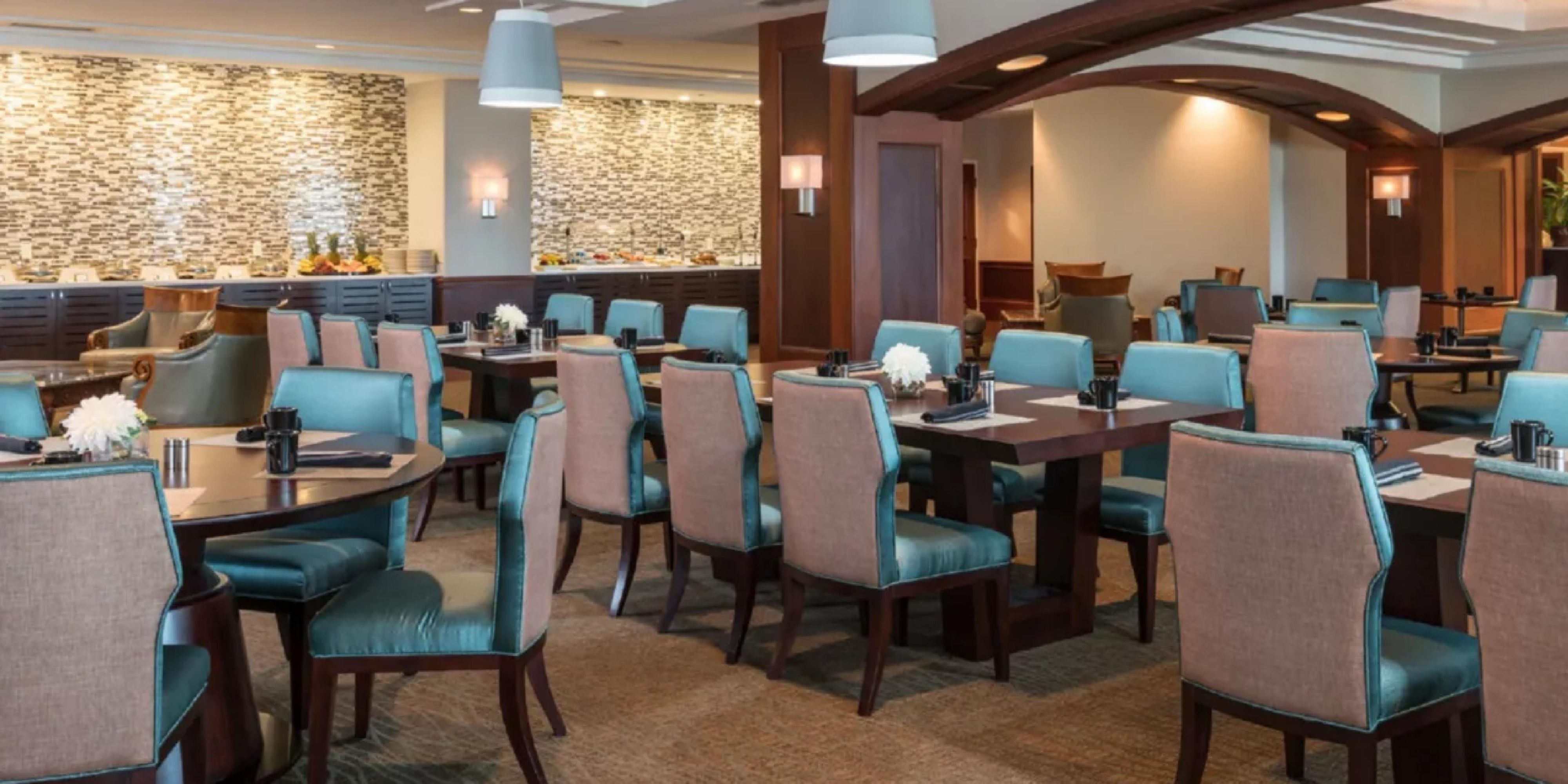 Looking for a quick bite, Starbucks coffee, Lunch, Dinner, or a relaxing beverage, you can find them all just steps away at our sister property the Crowne Plaza.