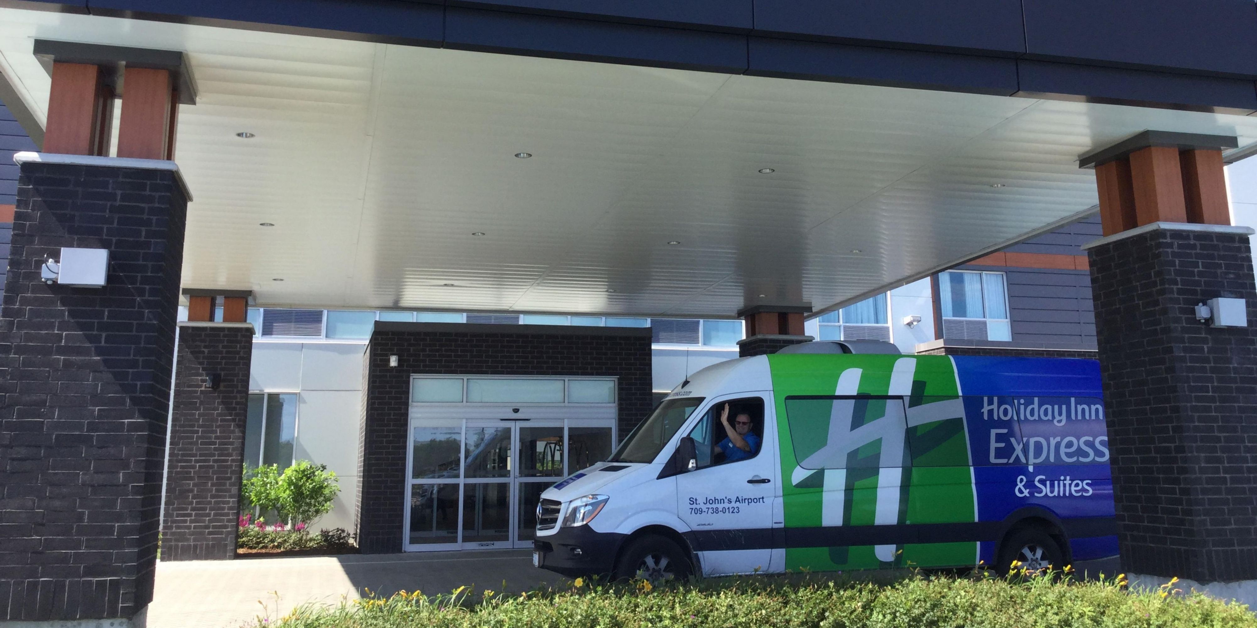 We offer 24 hour, seven days a week on demand shuttle service for our guests. Please call us directly upon luggage pick up at 709-738-0123 and we will arrange transportation. 