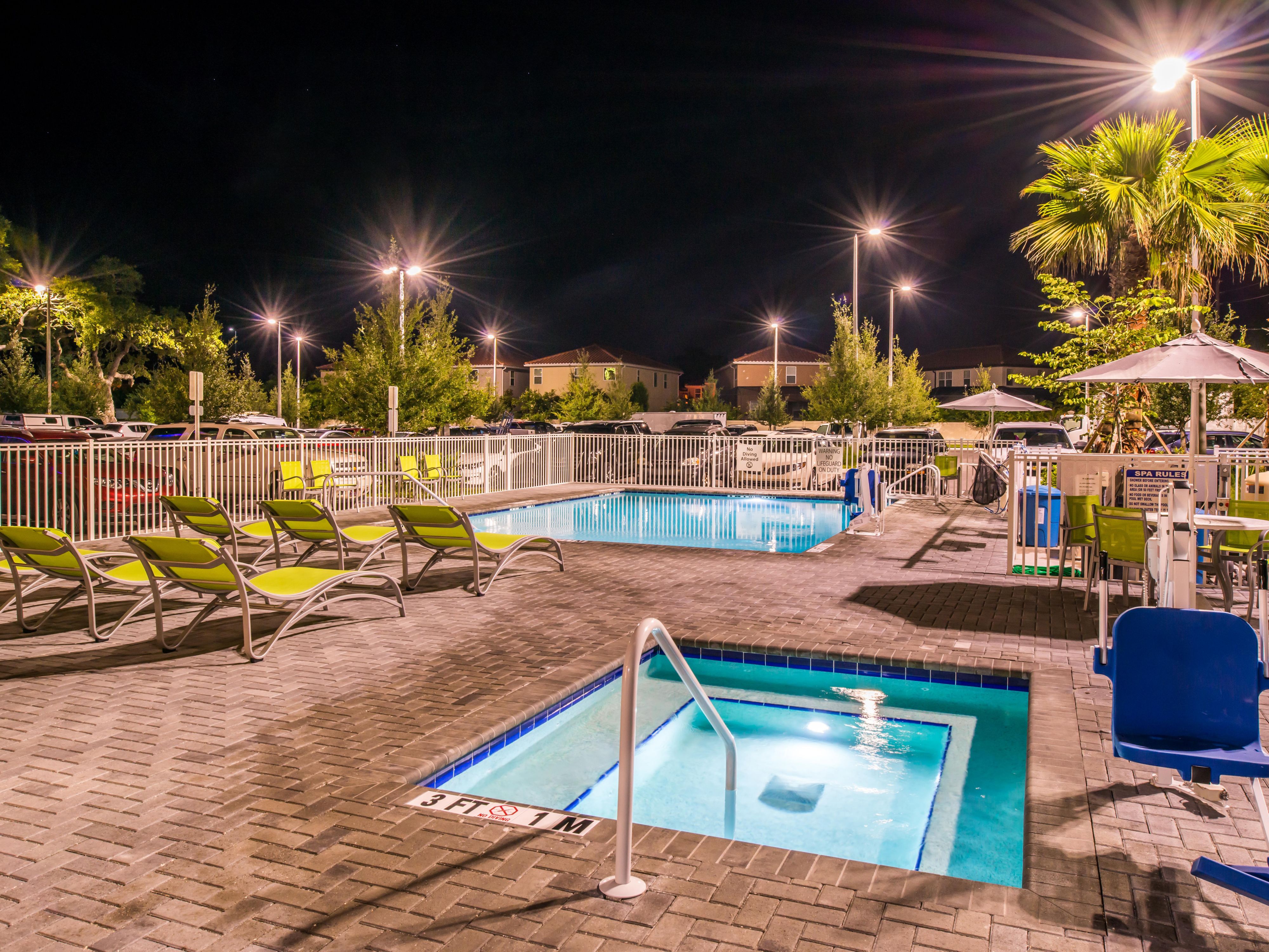 Take a dip in our outdoor swimming pool and hot tub. Open for your enjoyment year round.
