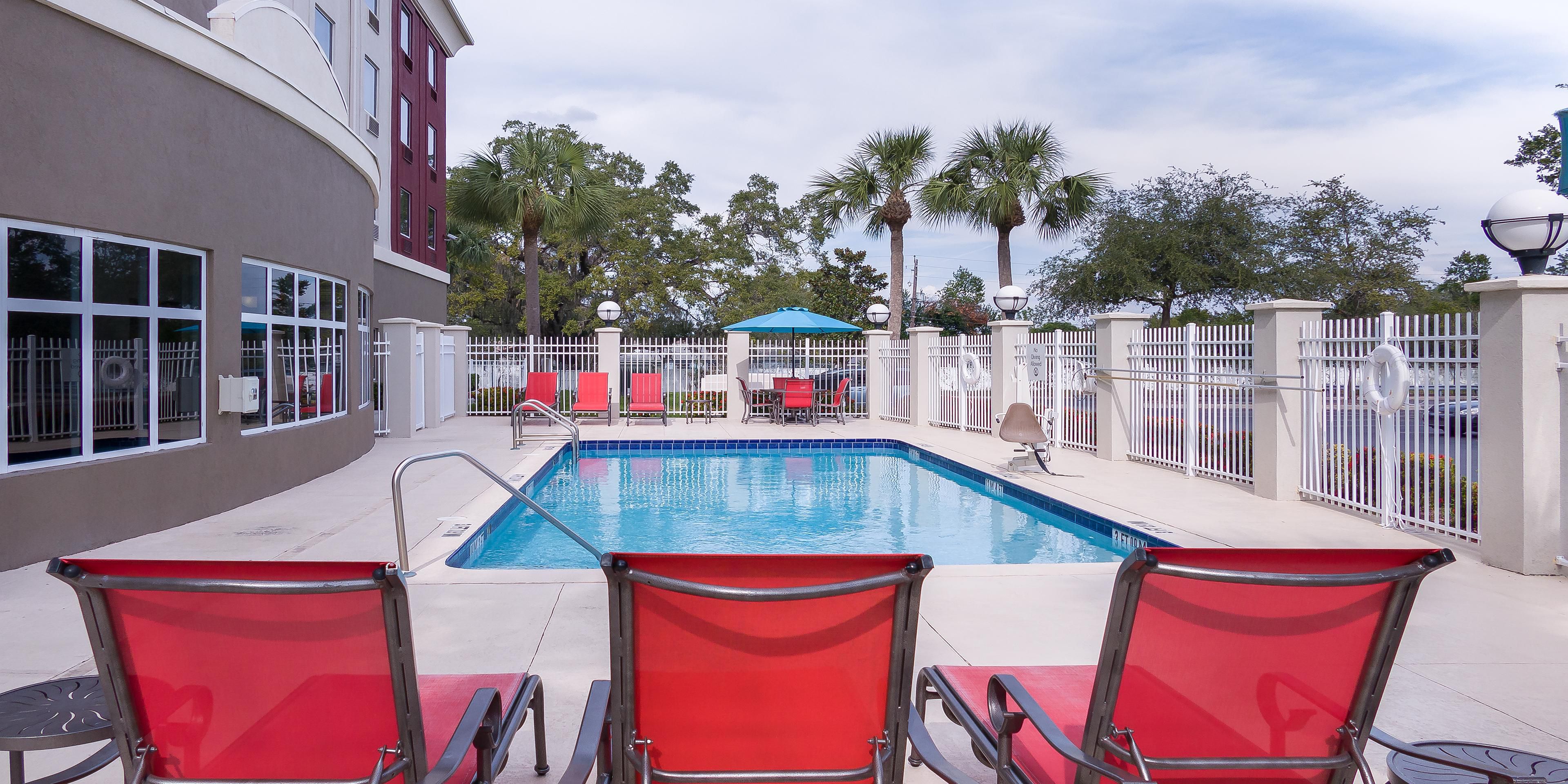 Enjoy the beautiful Florida Sunshine during your travels by relaxing at our outdoor pool and patio.