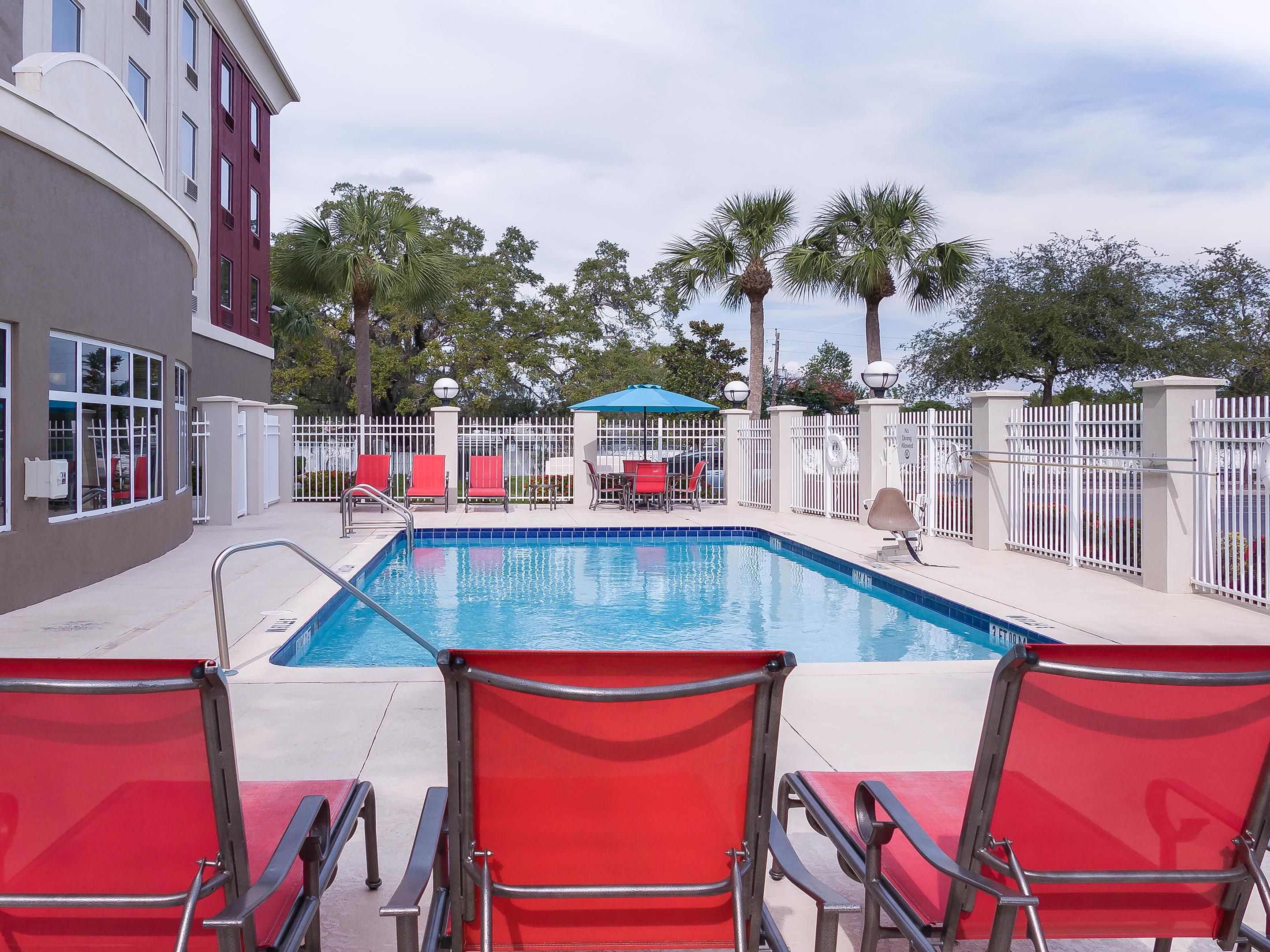 Enjoy the beautiful Florida Sunshine during your travels by relaxing at our outdoor pool and patio.