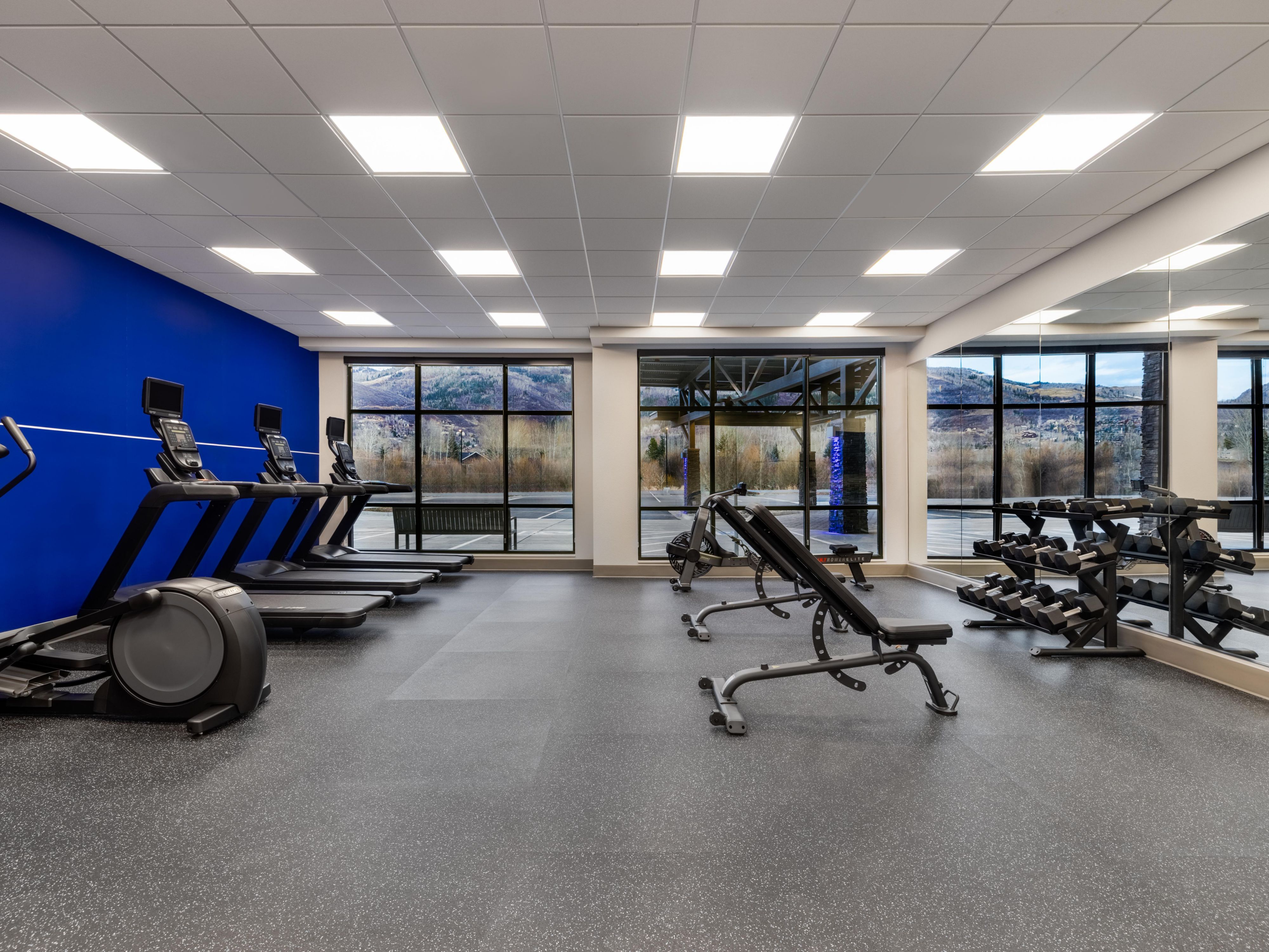 Fitness center with weights and machines