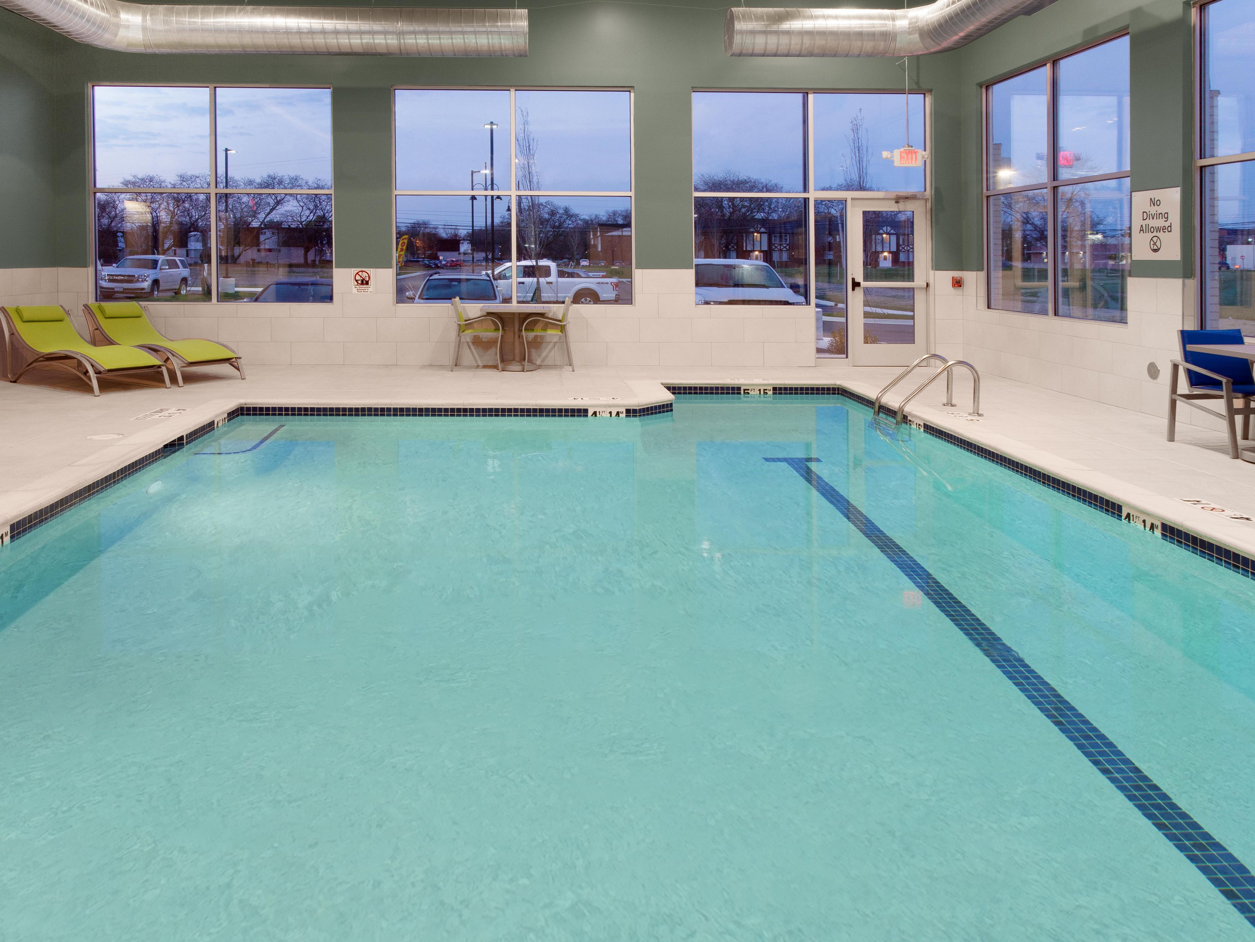 Relax and unwind in our heated indoor pool open 9AM - 9PM daily.