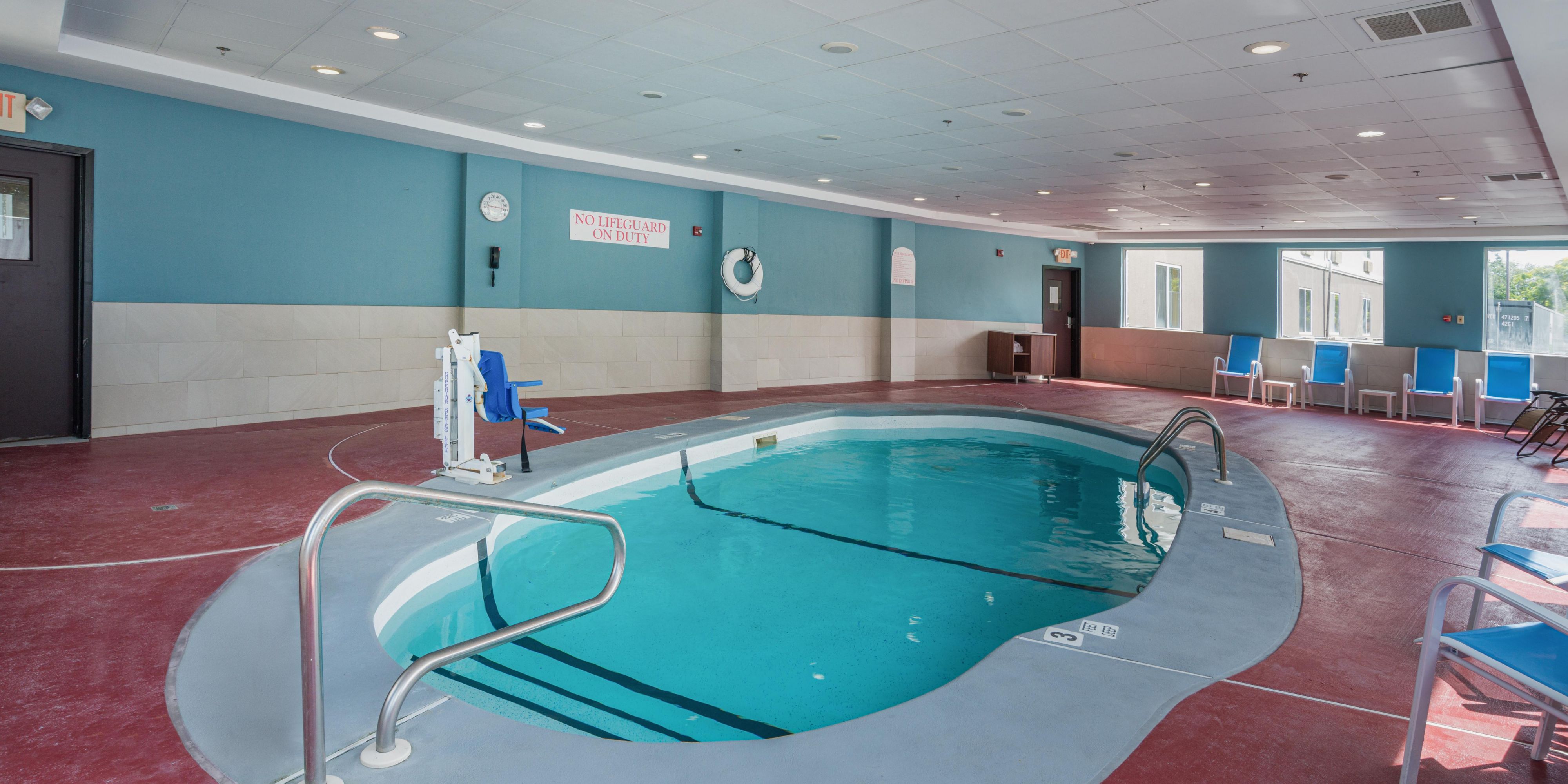 Take a family vacation and enjoy a dip in our indoor swimming pool during the cold winter in New England. On the road and need your workout, then give our fitness center a try so you stay in shape while away from home. 