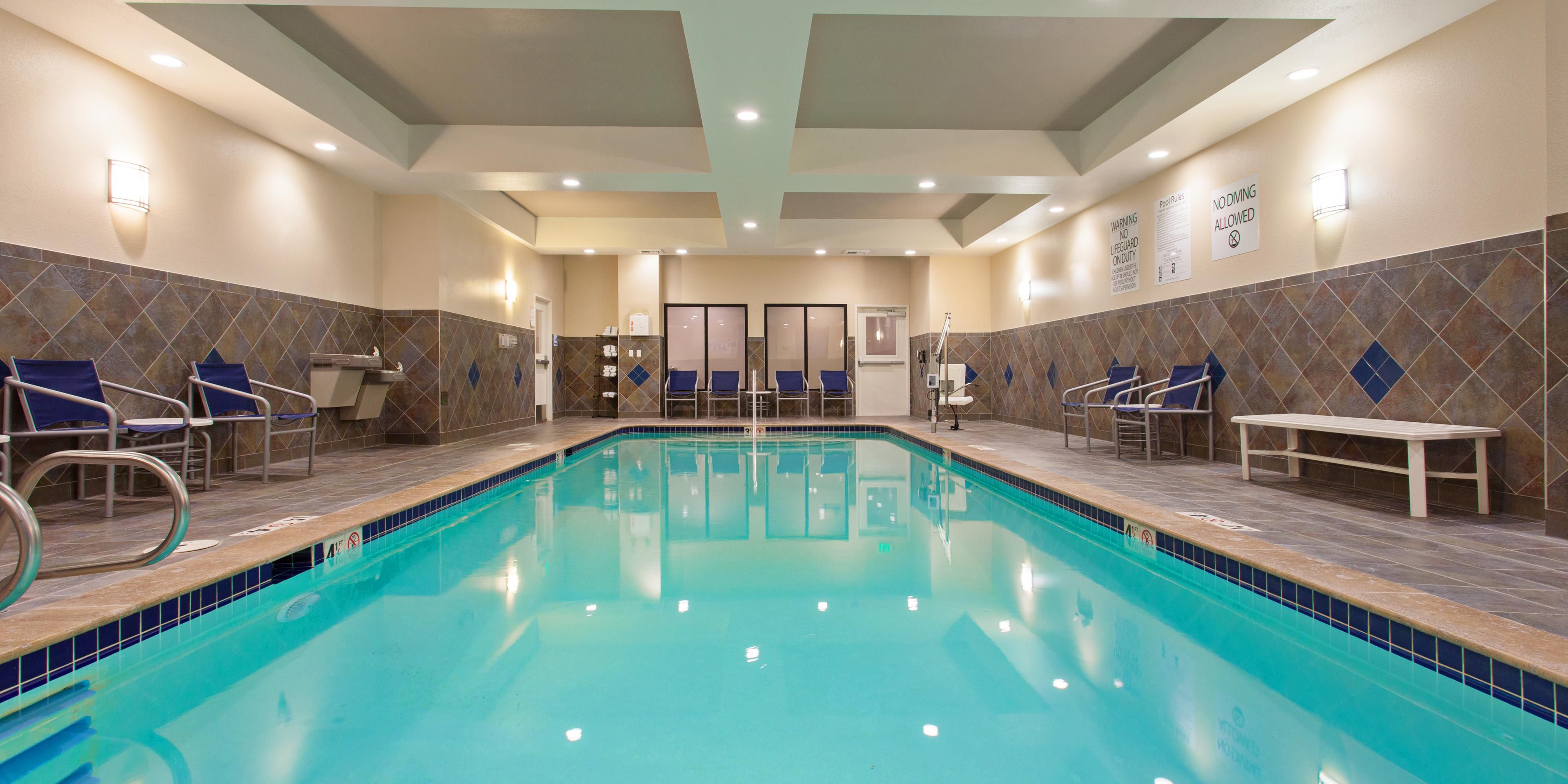 Enjoy our indoor heated pool from 6:00 AM to 10:00 PM daily.