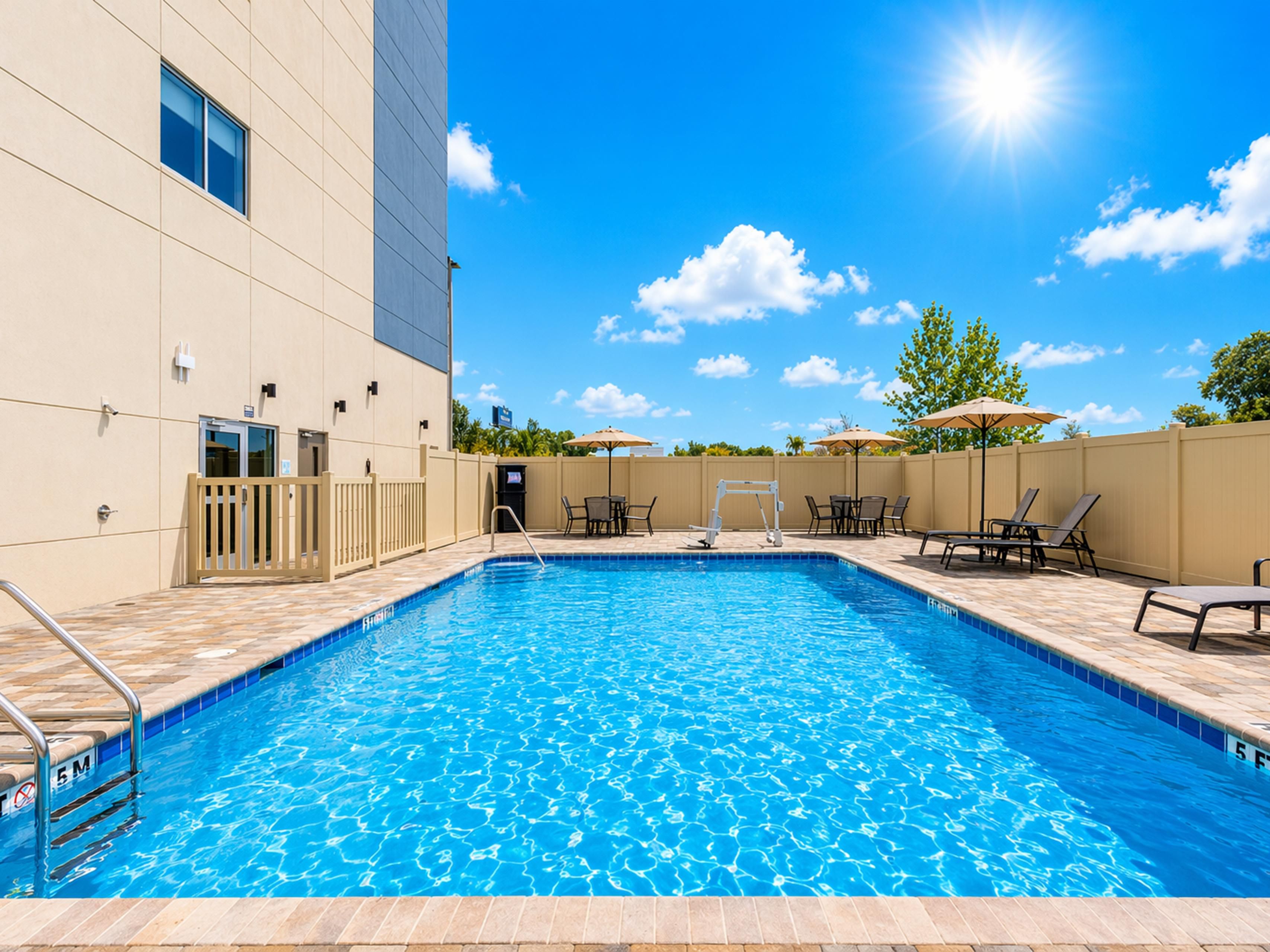 Catch some Rays in our seasonal outdoor pool and patio