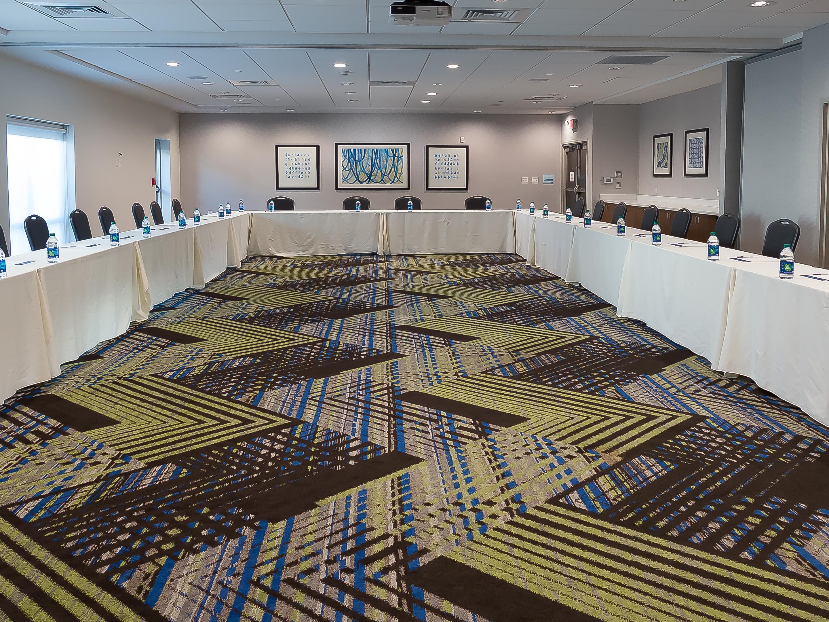 Our 1400 sq. ft. meeting space is ideal for your next training or seminar. We can also split the space in half with a wall divider - a perfect solution to your next hiring event. 