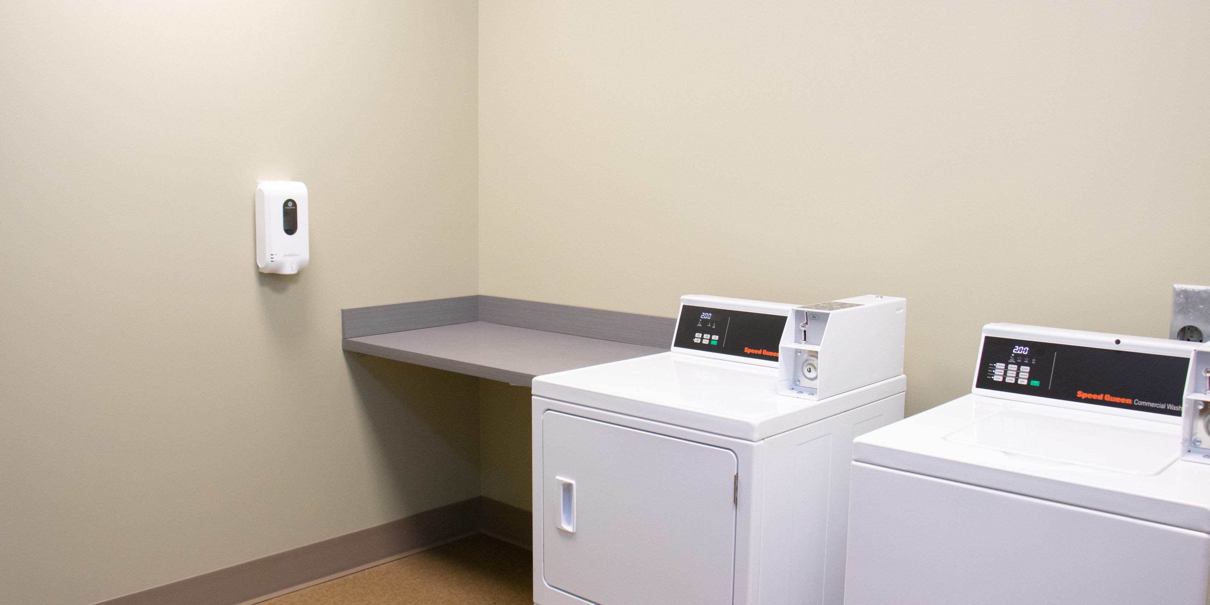 Need to run a quick load of laundry? No problem! Our hotel offers an onsite washer and dryer. Quarters and purchase of laundry detergent available at our Front Desk.