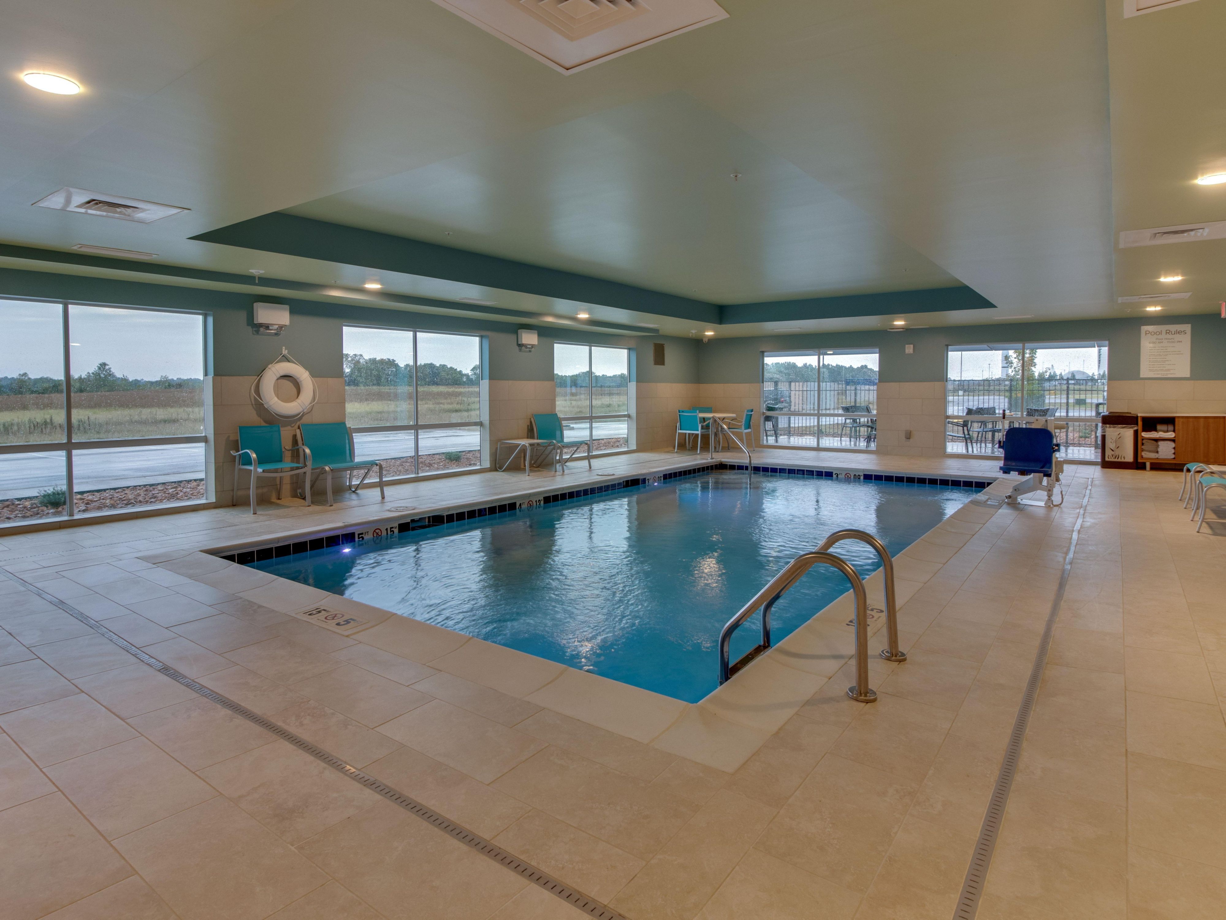 Take a dip in our indoor swimming pool, which is open for your enjoyment from 6:00 AM to 11:00 PM daily. 
