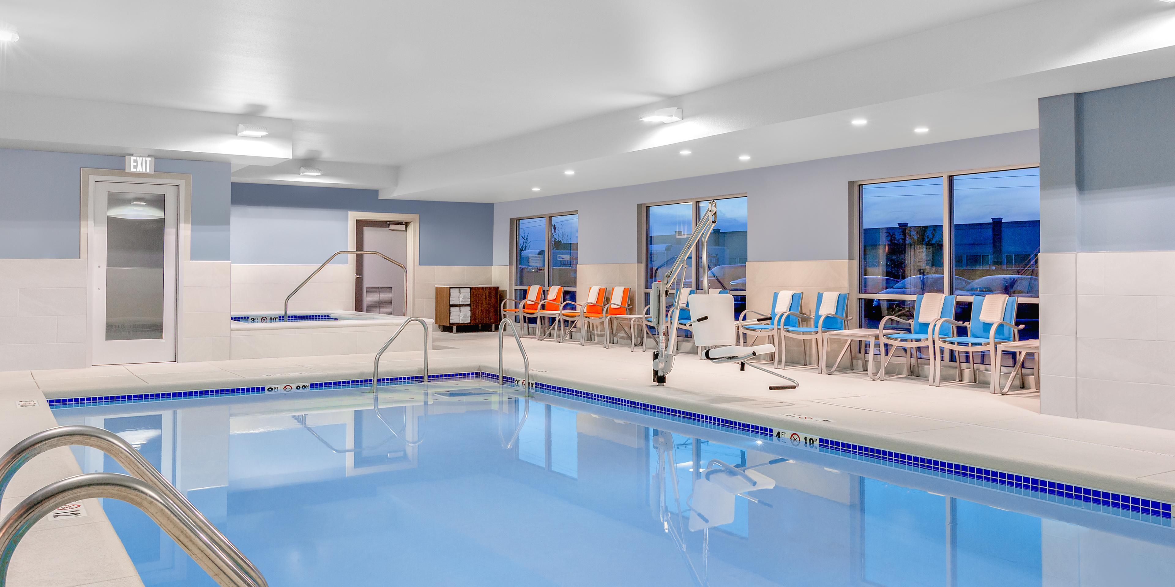 Make a splash in our indoor heated pool while parents can unwind in our heated indoor whirlpool. We’ve got breakfast covered too! With our complimentary Express Start Breakfast, we’ll help you kick start your day! 