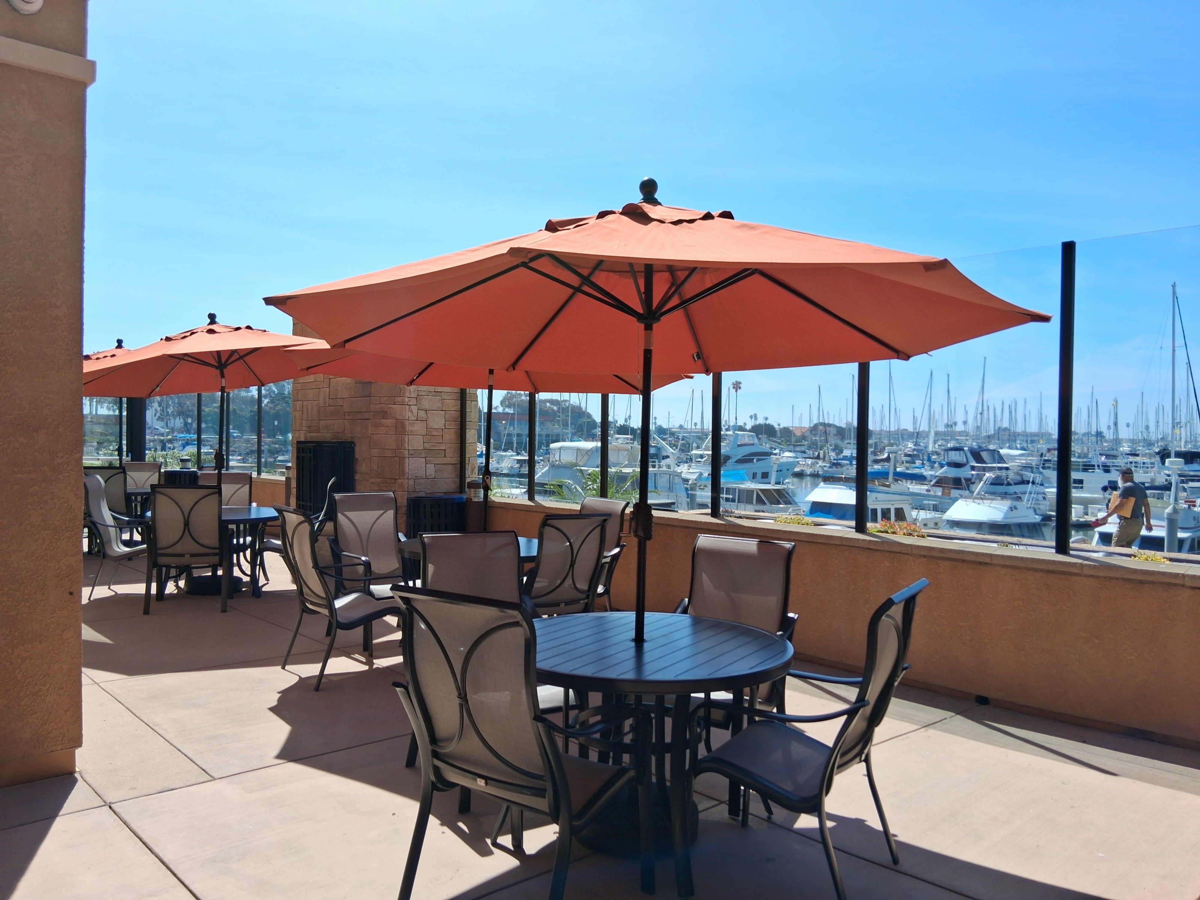 Enjoy harbor views while relaxing on the patio.